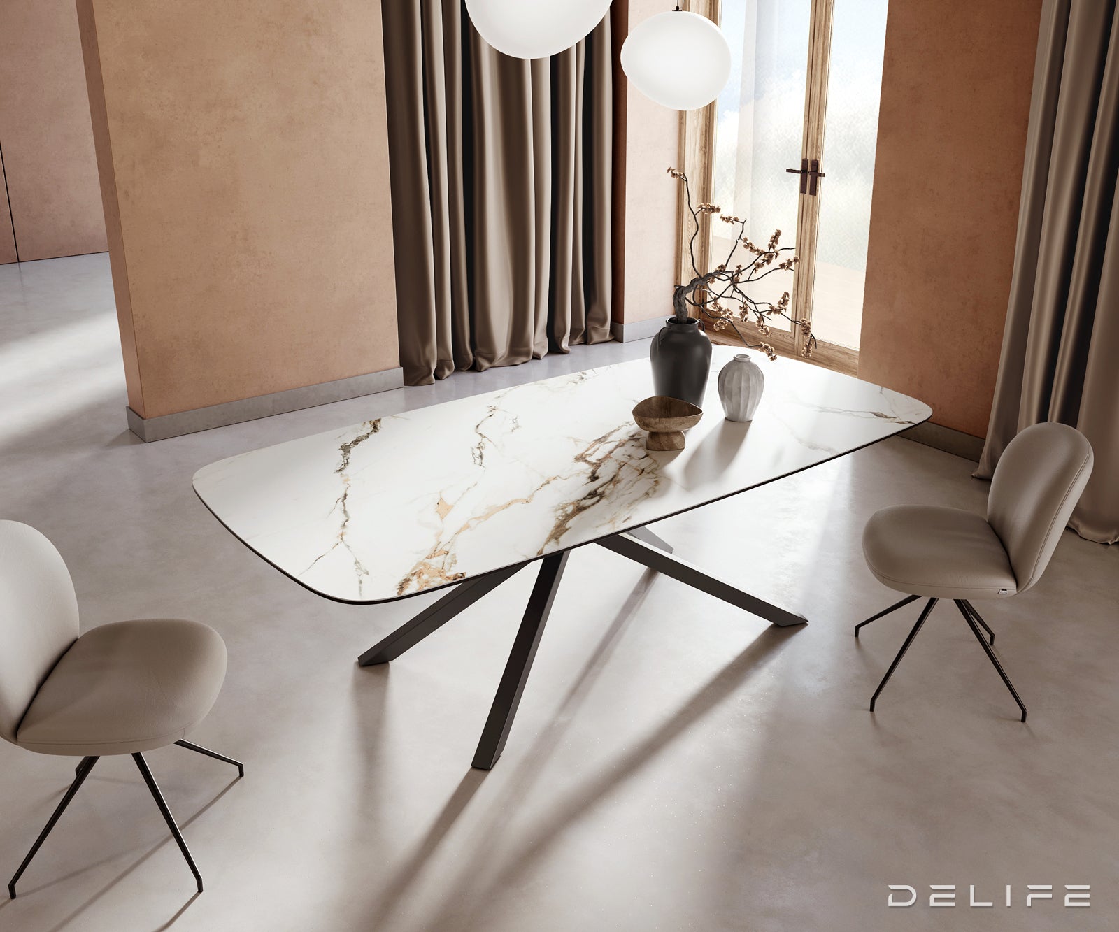 Blagovaonski stol Edge 240x120cm, Materijal: Keramika Calacatta Luxe