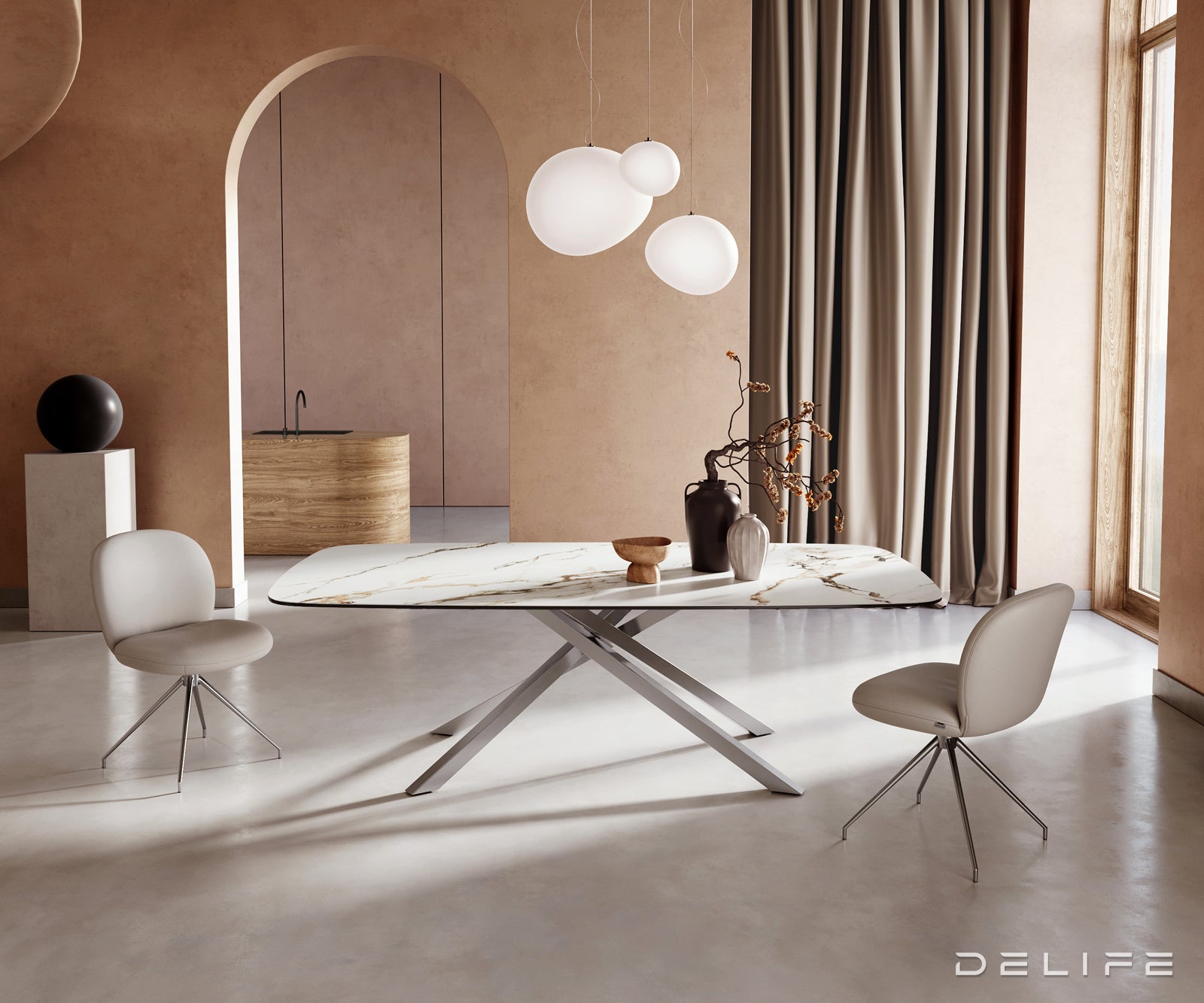 Blagovaonski stol Edge 240x120cm, Materijal: Keramika Calacatta Luxe