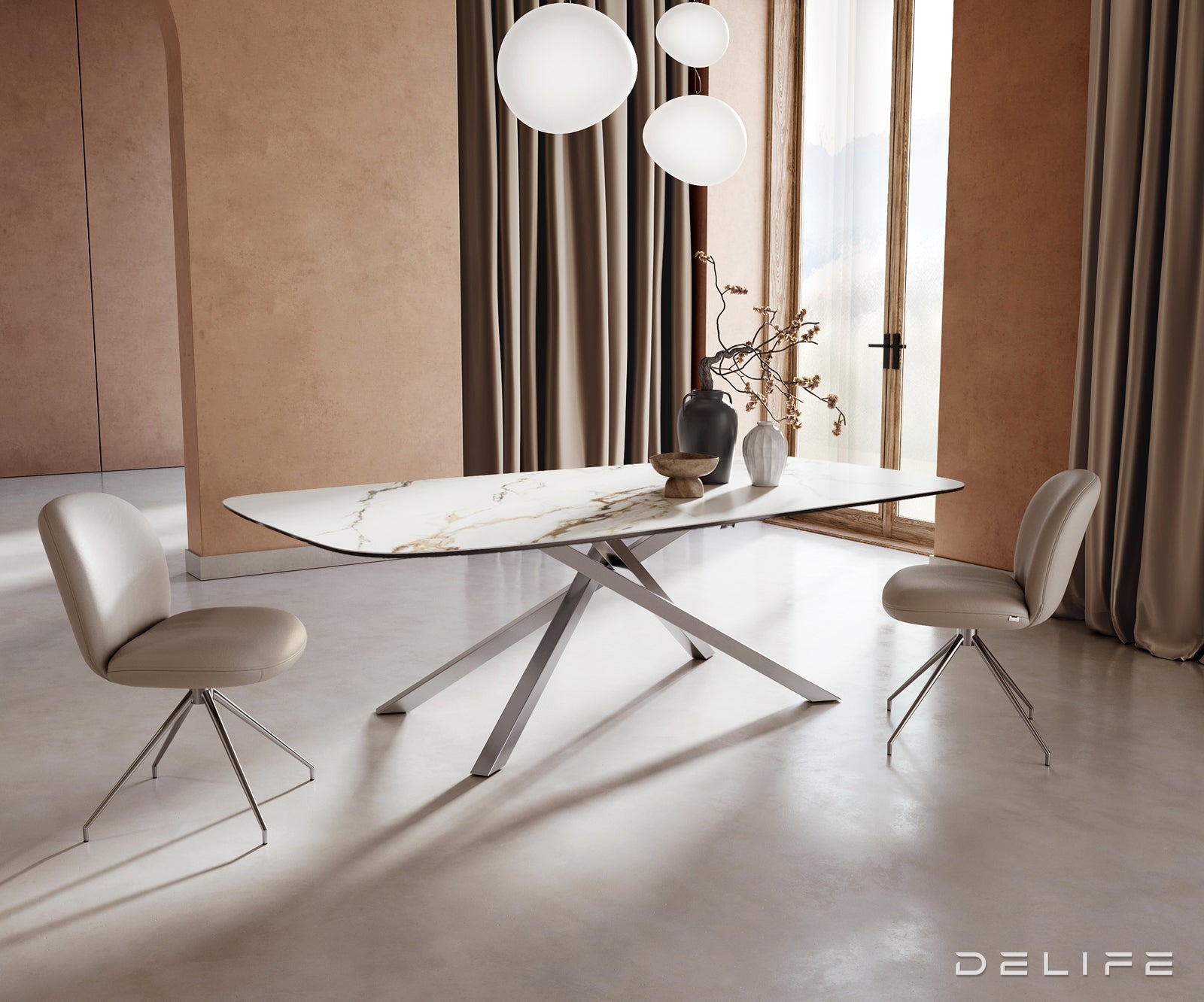 Blagovaonski stol Edge 240x120cm, Materijal: Keramika Calacatta Luxe