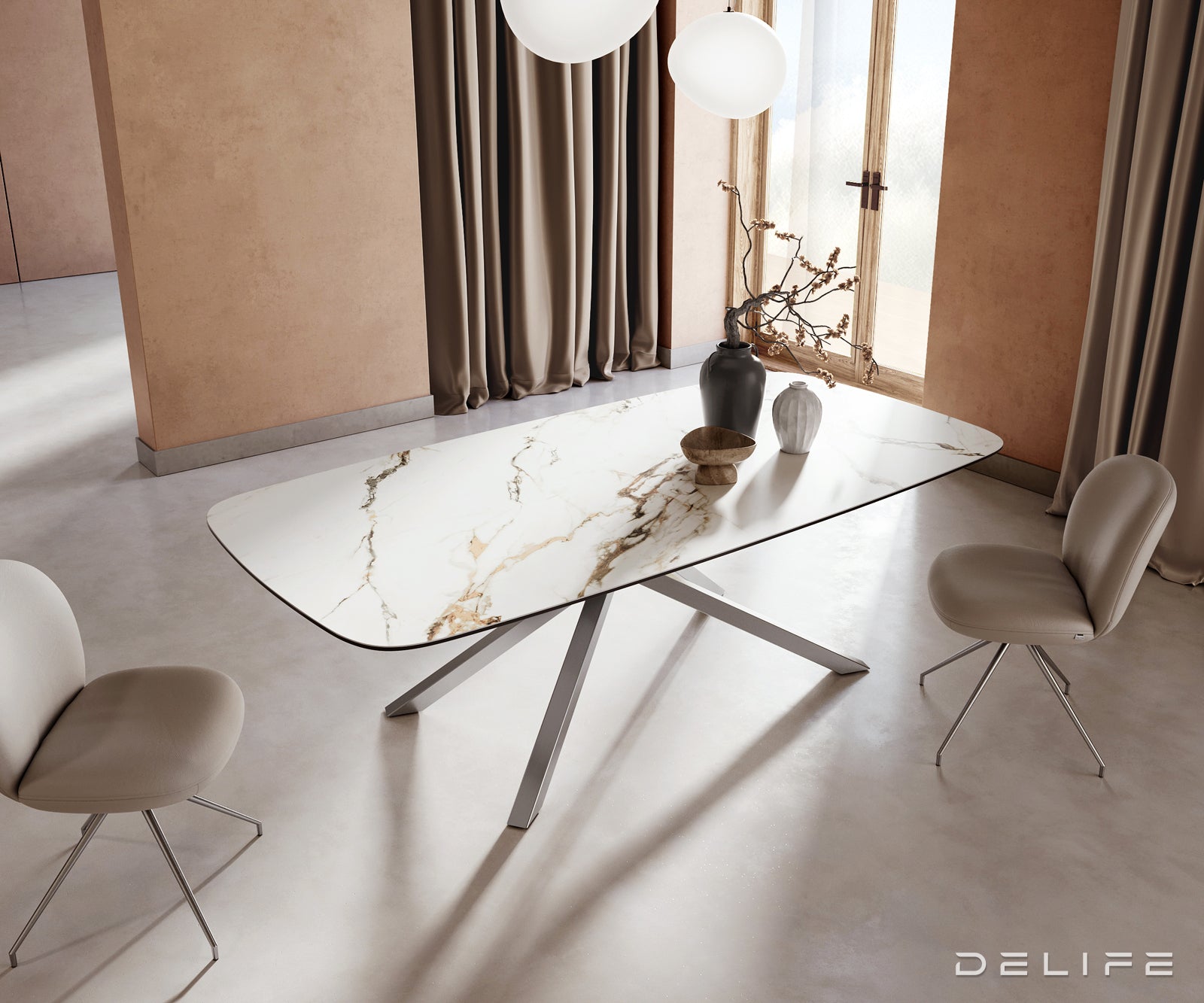 Blagovaonski stol Edge 240x120cm, Materijal: Keramika Calacatta Luxe