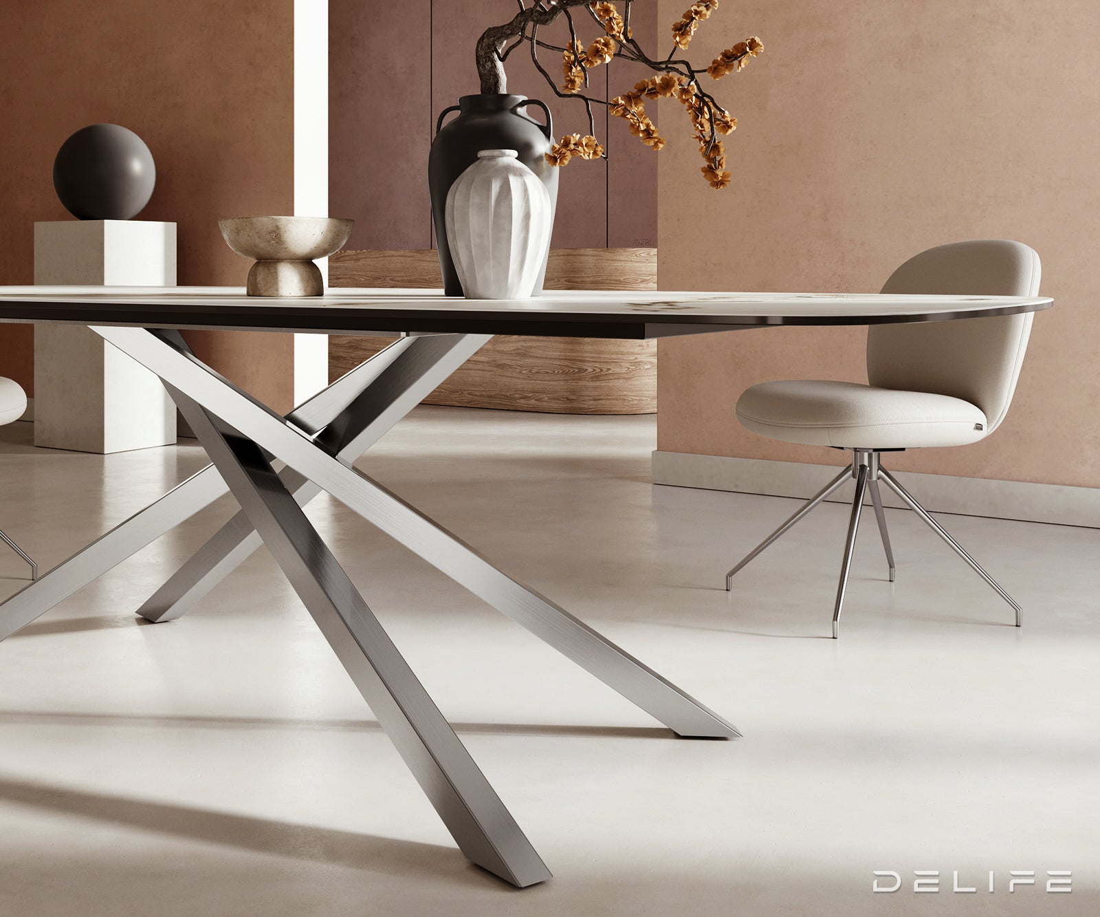 Blagovaonski stol Edge 240x120cm, Materijal: Keramika Calacatta Luxe