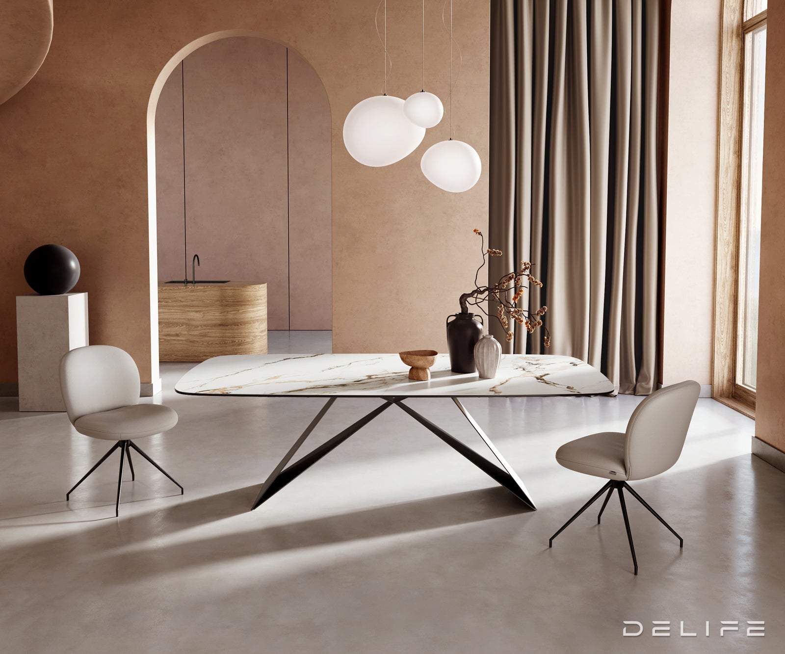 Blagovaonski stol Edge 240x120cm, Materijal: Keramika Calacatta Luxe