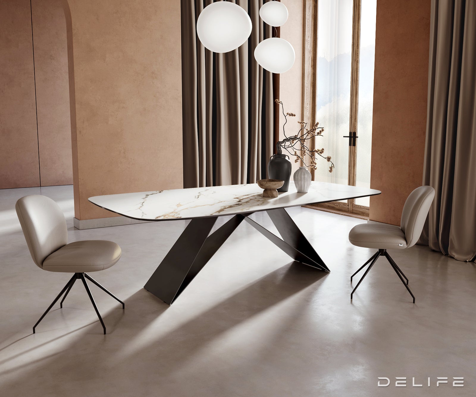 Blagovaonski stol Edge 240x120cm, Materijal: Keramika Calacatta Luxe