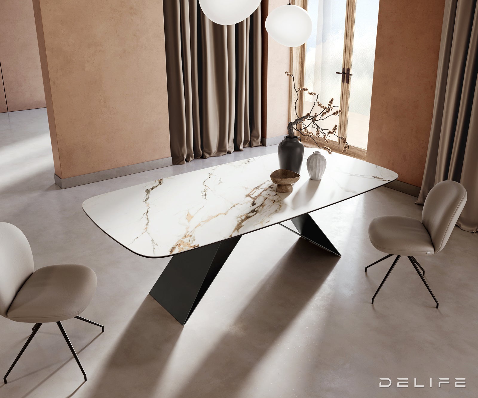 Blagovaonski stol Edge 240x120cm, Materijal: Keramika Calacatta Luxe