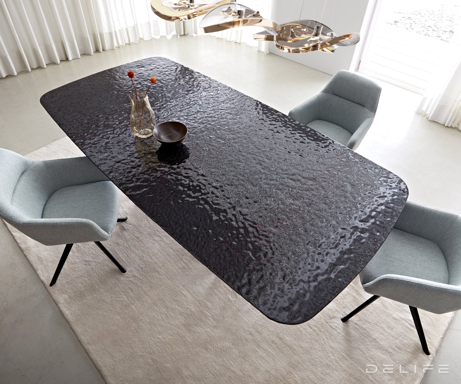 Blagovaonski stol Edge Boot, 240x120cm, Materijal: staklo/metal