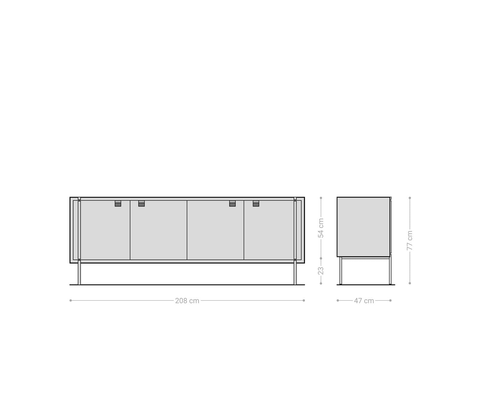 Komoda Rivoro 208x48cm, Materijal: Bagrem