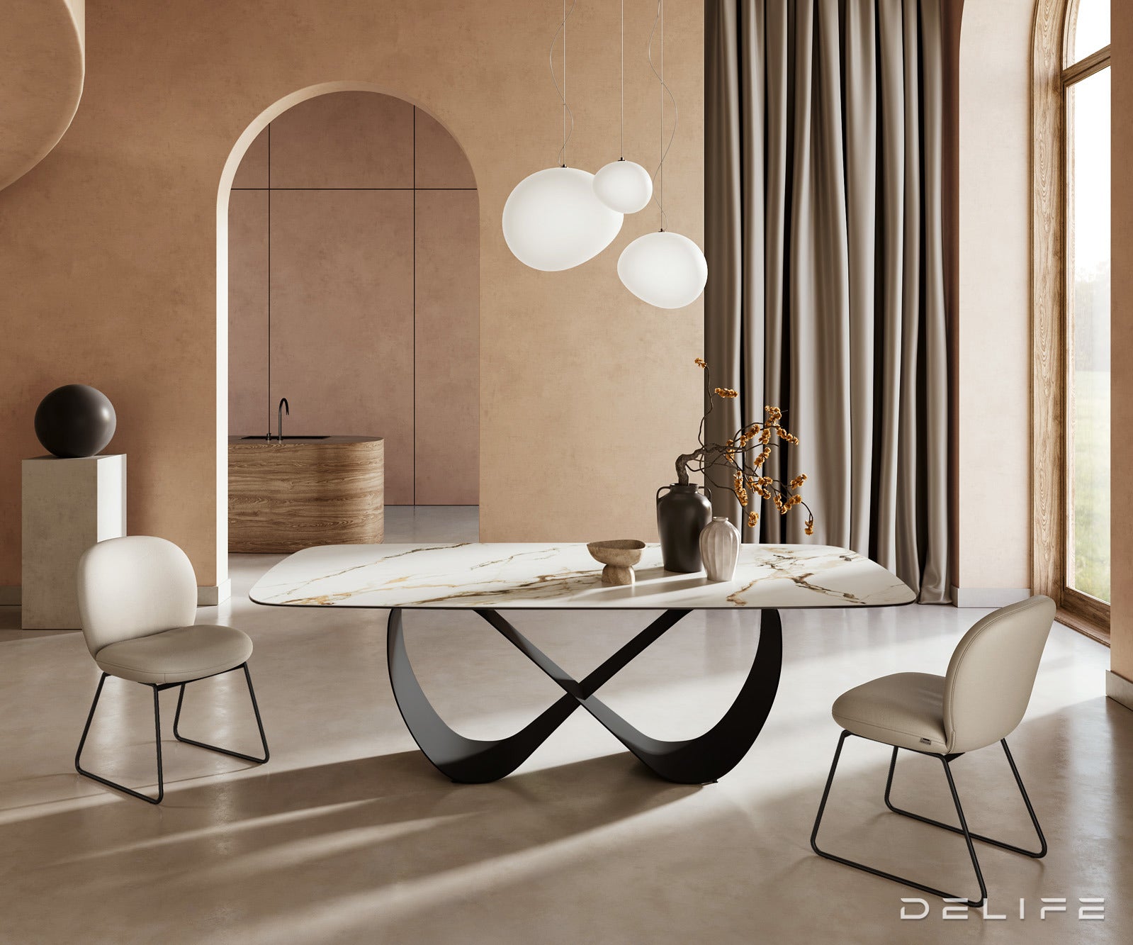 Blagovaonski stol Edge 240x120cm, Materijal: Keramika Calacatta Luxe