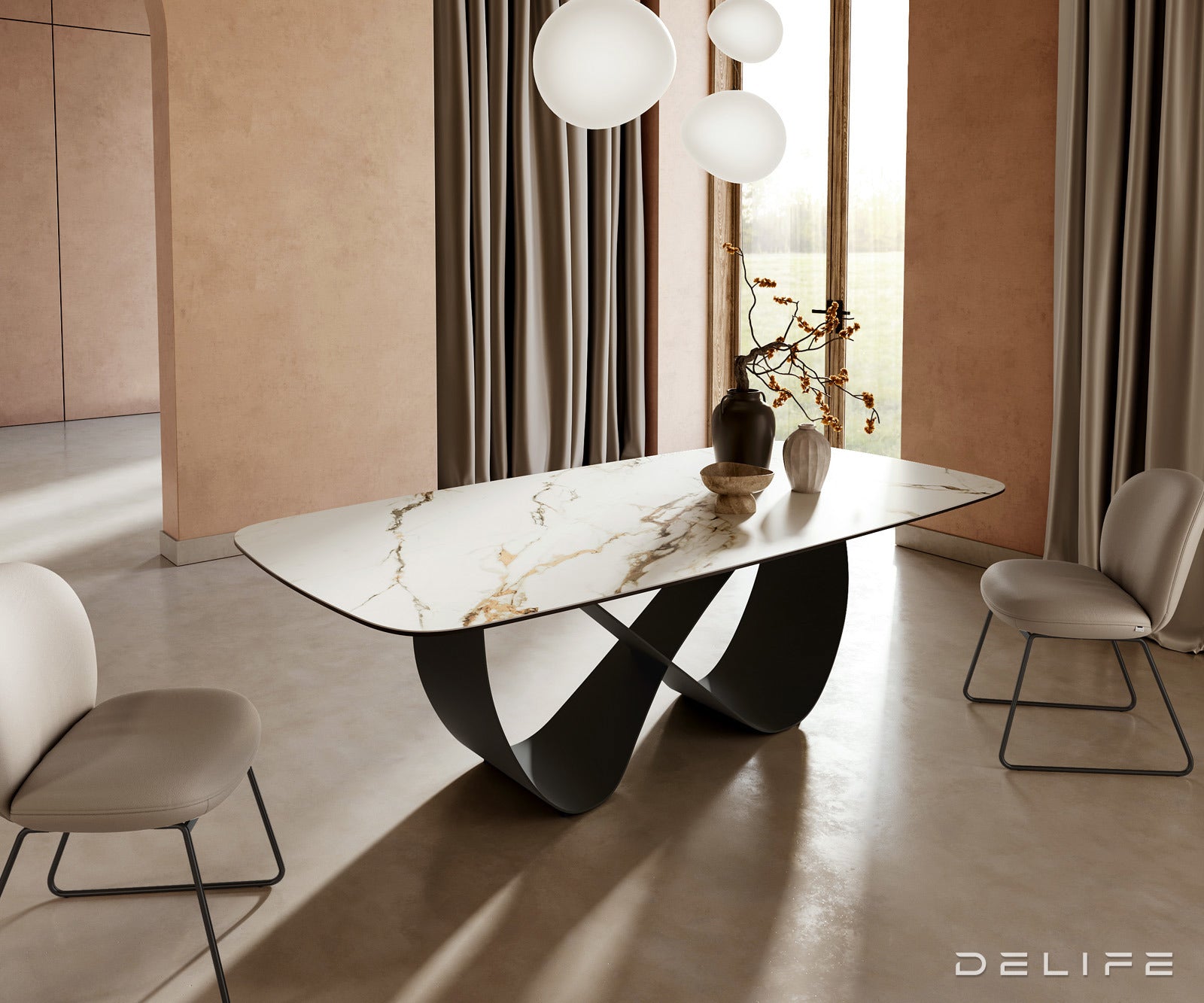 Blagovaonski stol Edge 240x120cm, Materijal: Keramika Calacatta Luxe