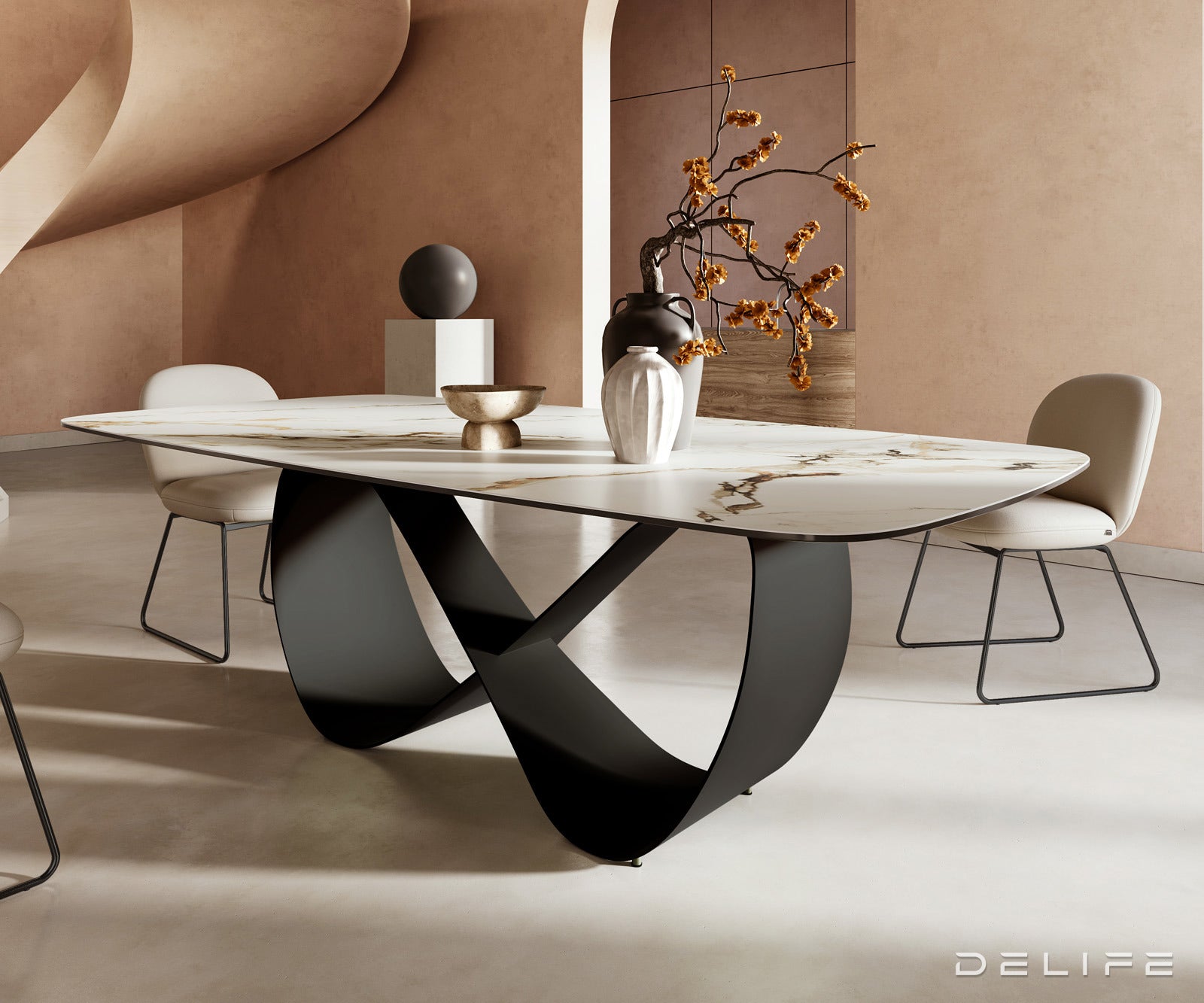 Blagovaonski stol Edge 240x120cm, Materijal: Keramika Calacatta Luxe