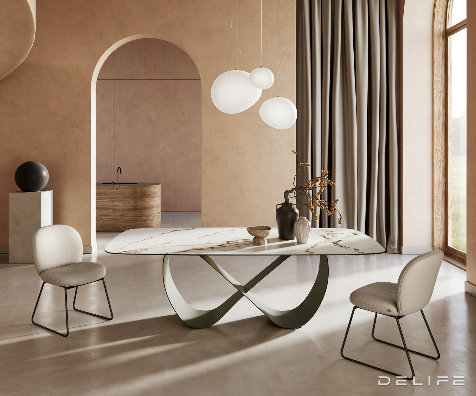 Blagovaonski stol Edge 240x120cm, Materijal: Keramika Calacatta Luxe