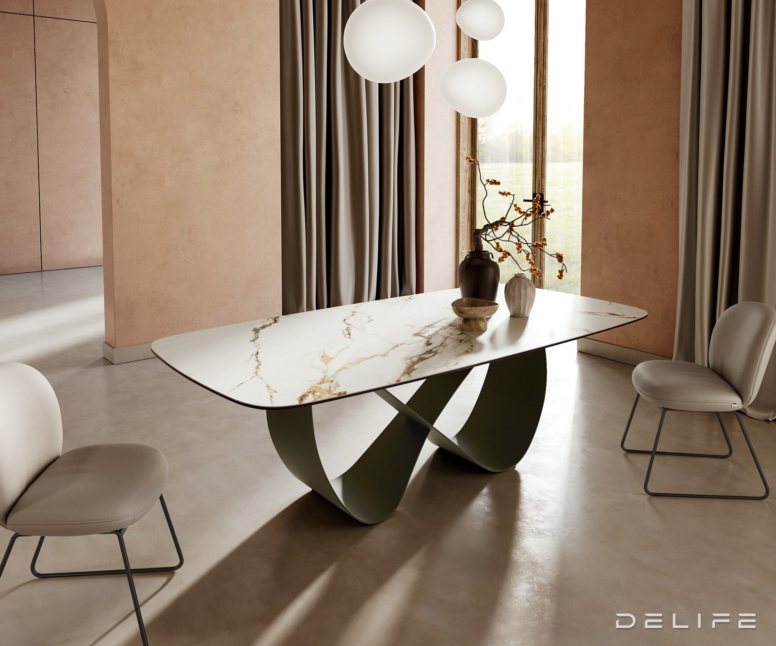 Blagovaonski stol Edge 240x120cm, Materijal: Keramika Calacatta Luxe