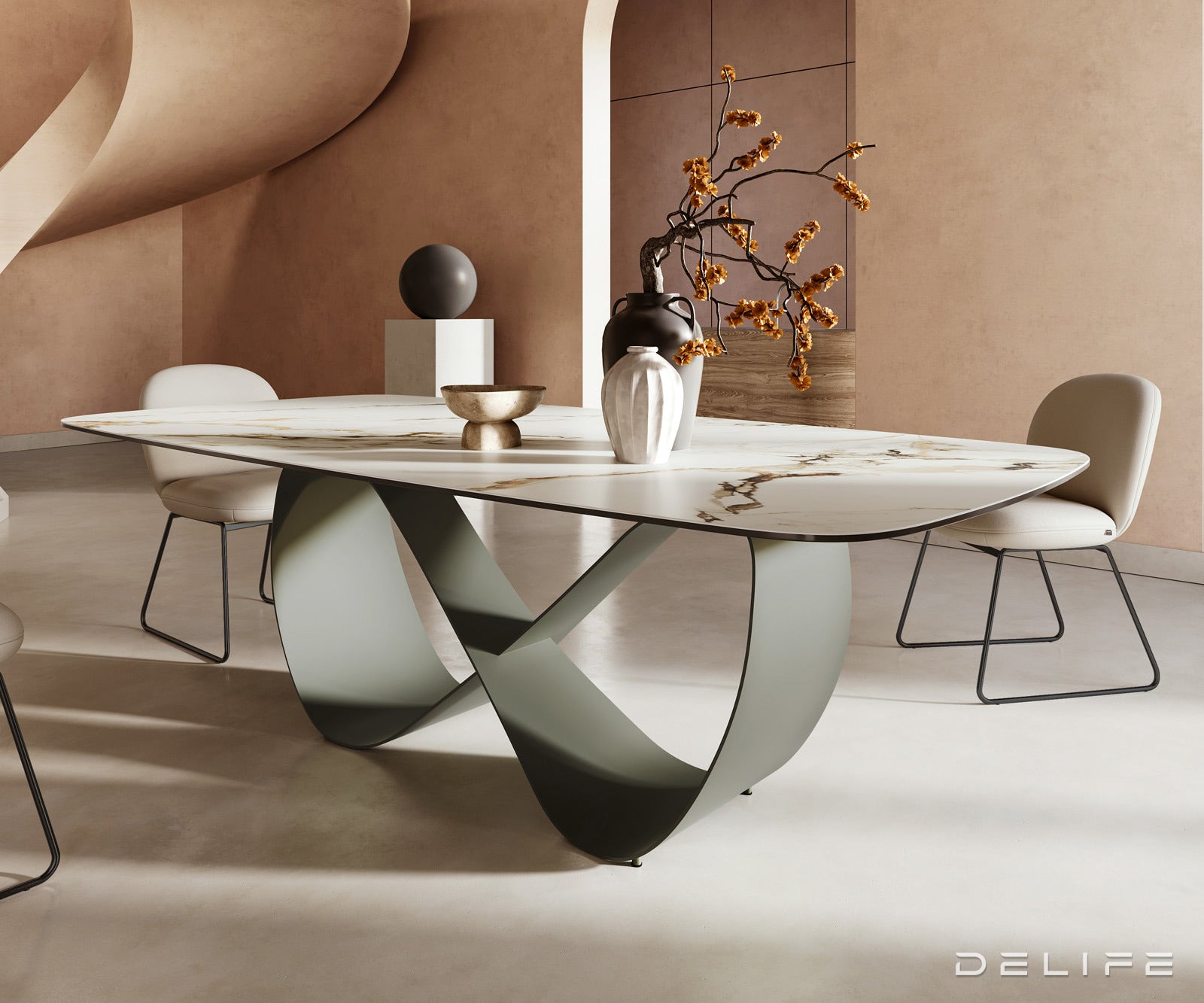 Blagovaonski stol Edge 240x120cm, Materijal: Keramika Calacatta Luxe