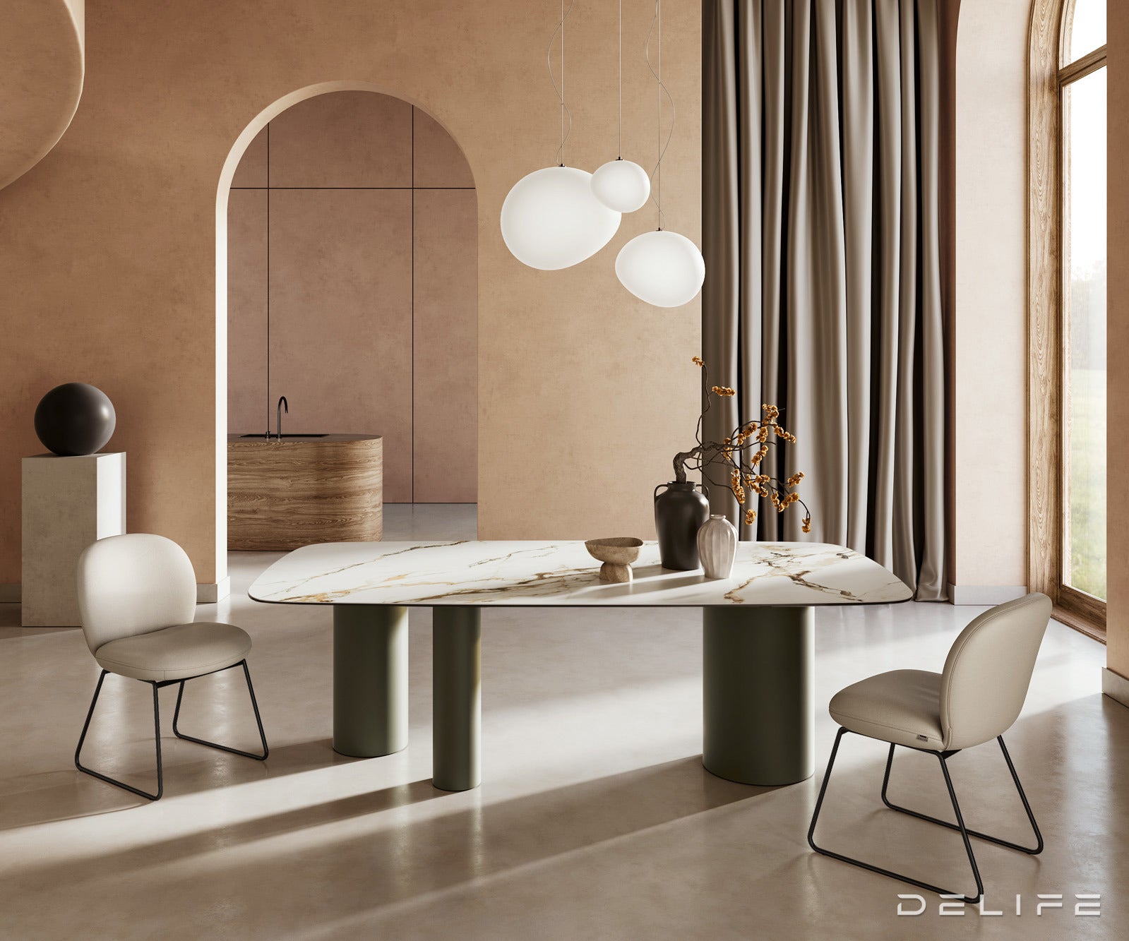 Blagovaonski stol Edge 240x120cm, Materijal: Keramika Calacatta Luxe