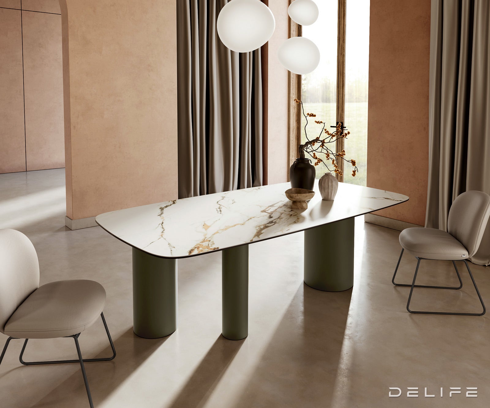 Blagovaonski stol Edge 240x120cm, Materijal: Keramika Calacatta Luxe