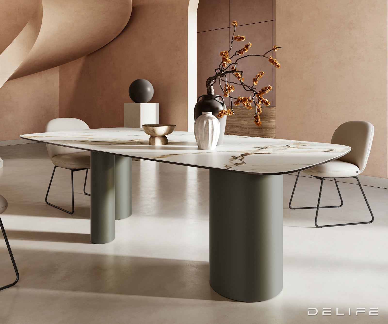 Blagovaonski stol Edge 240x120cm, Materijal: Keramika Calacatta Luxe