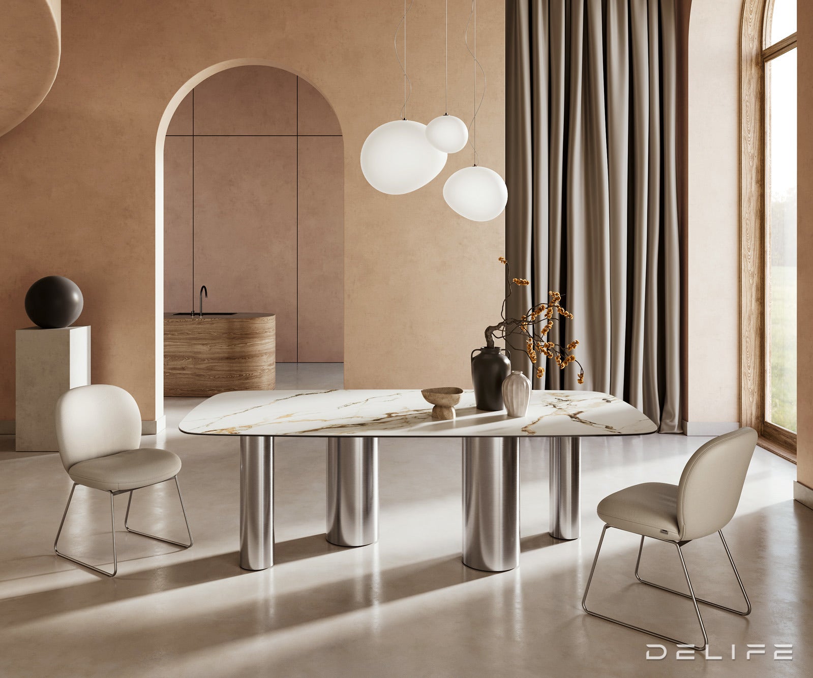 Blagovaonski stol Edge 240x120cm, Materijal: Keramika Calacatta Luxe