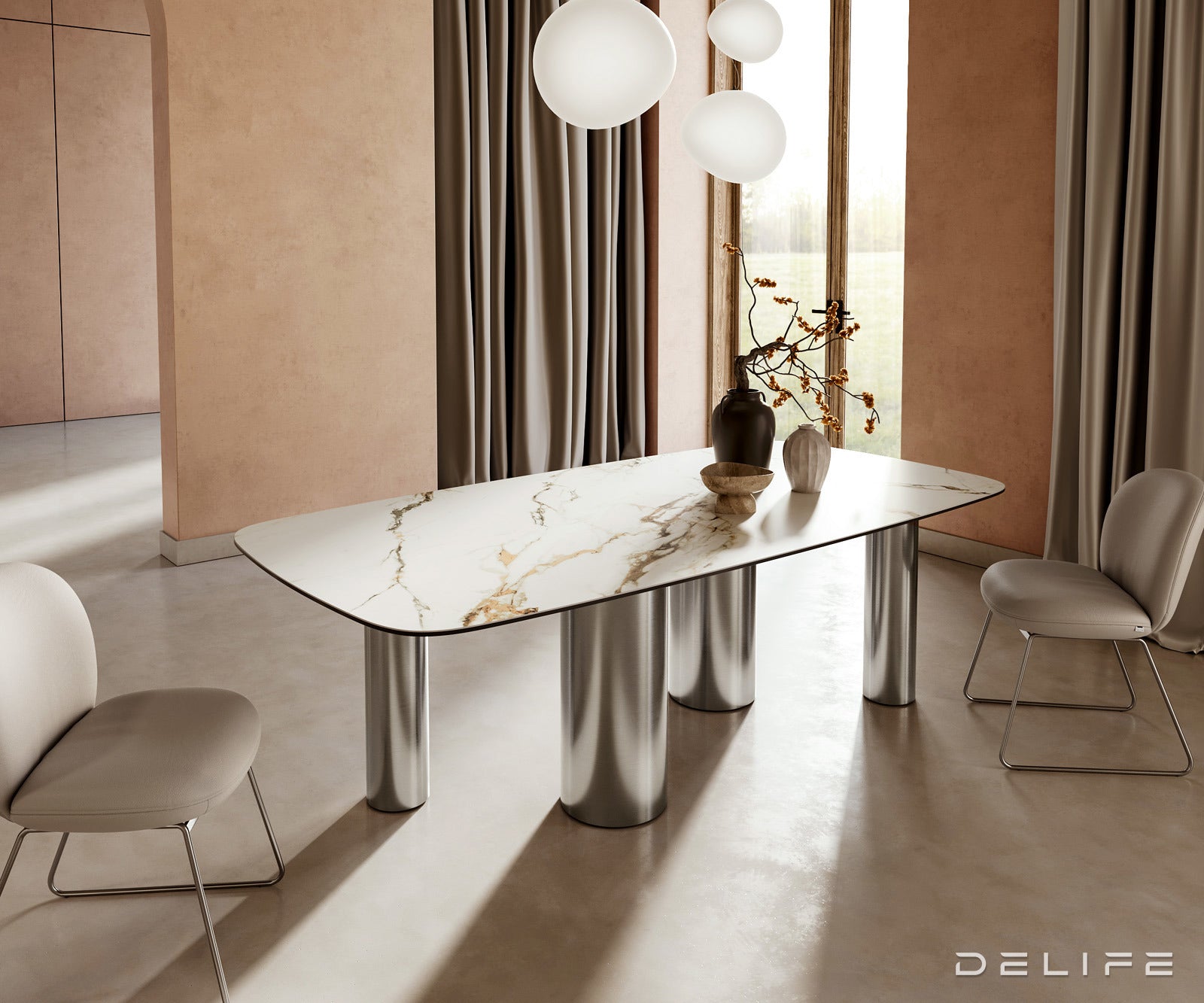 Blagovaonski stol Edge 240x120cm, Materijal: Keramika Calacatta Luxe