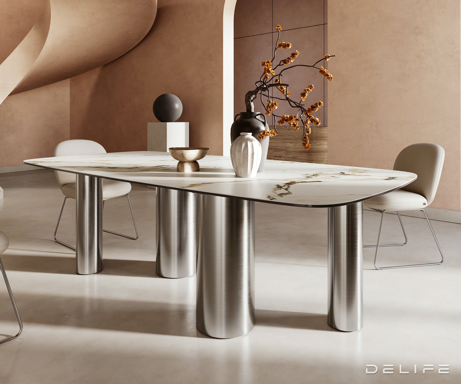 Blagovaonski stol Edge 240x120cm, Materijal: Keramika Calacatta Luxe