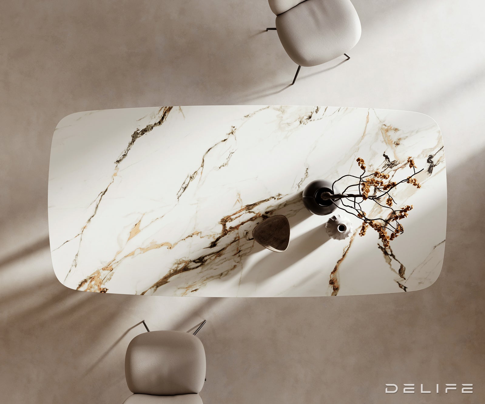 Blagovaonski stol Edge 240x120cm, Materijal: Keramika Calacatta Luxe