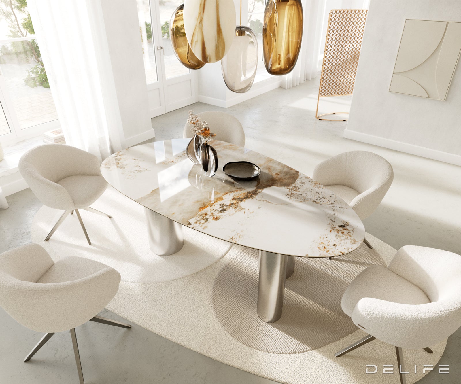 Blagovaonski stol od keramike u boji Minas Melange