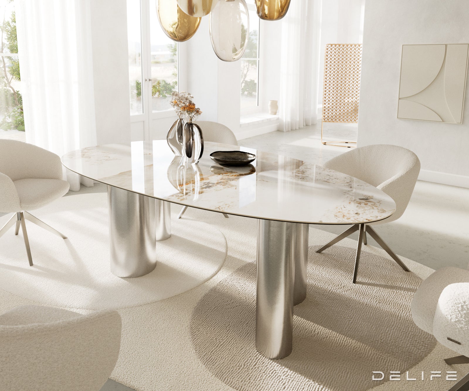 Moderni blagovaonski stol Edge od keramike