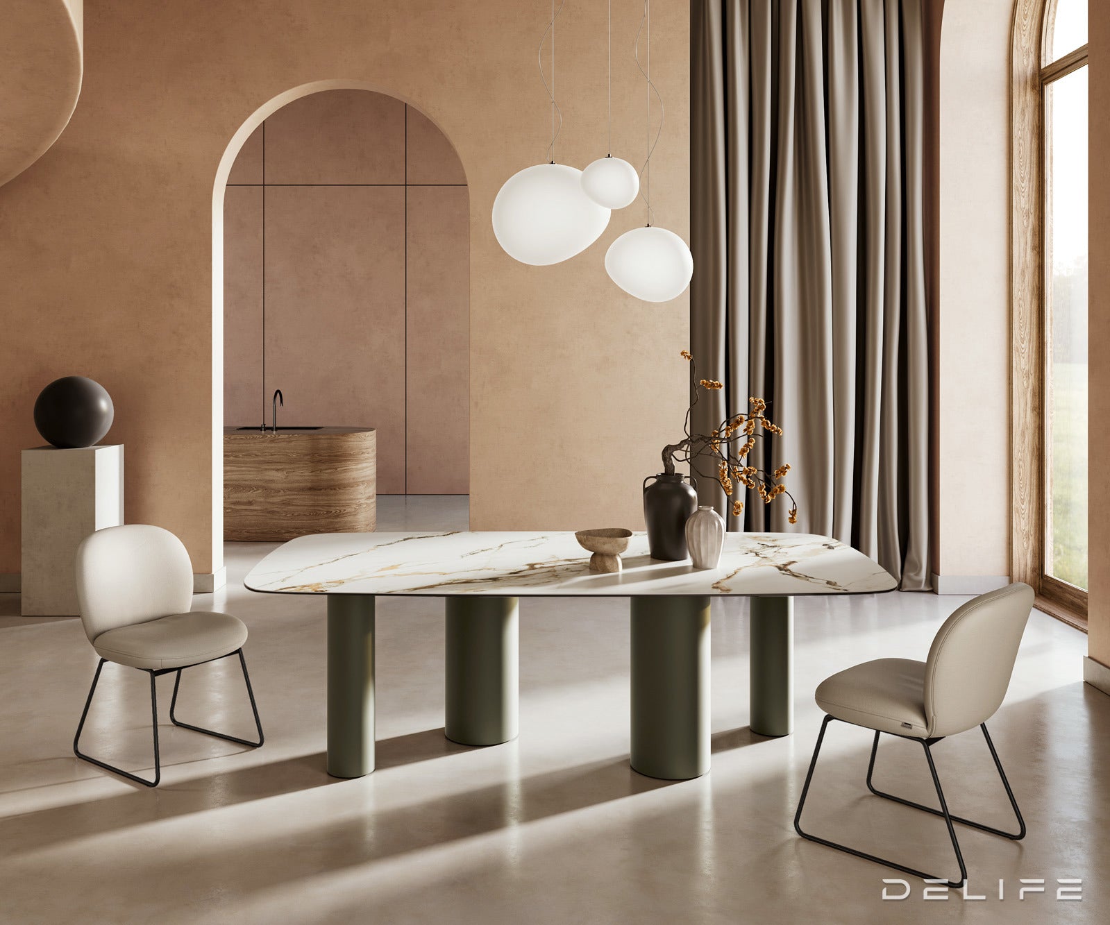 Blagovaonski stol Edge 240x120cm, Materijal: Keramika Calacatta Luxe