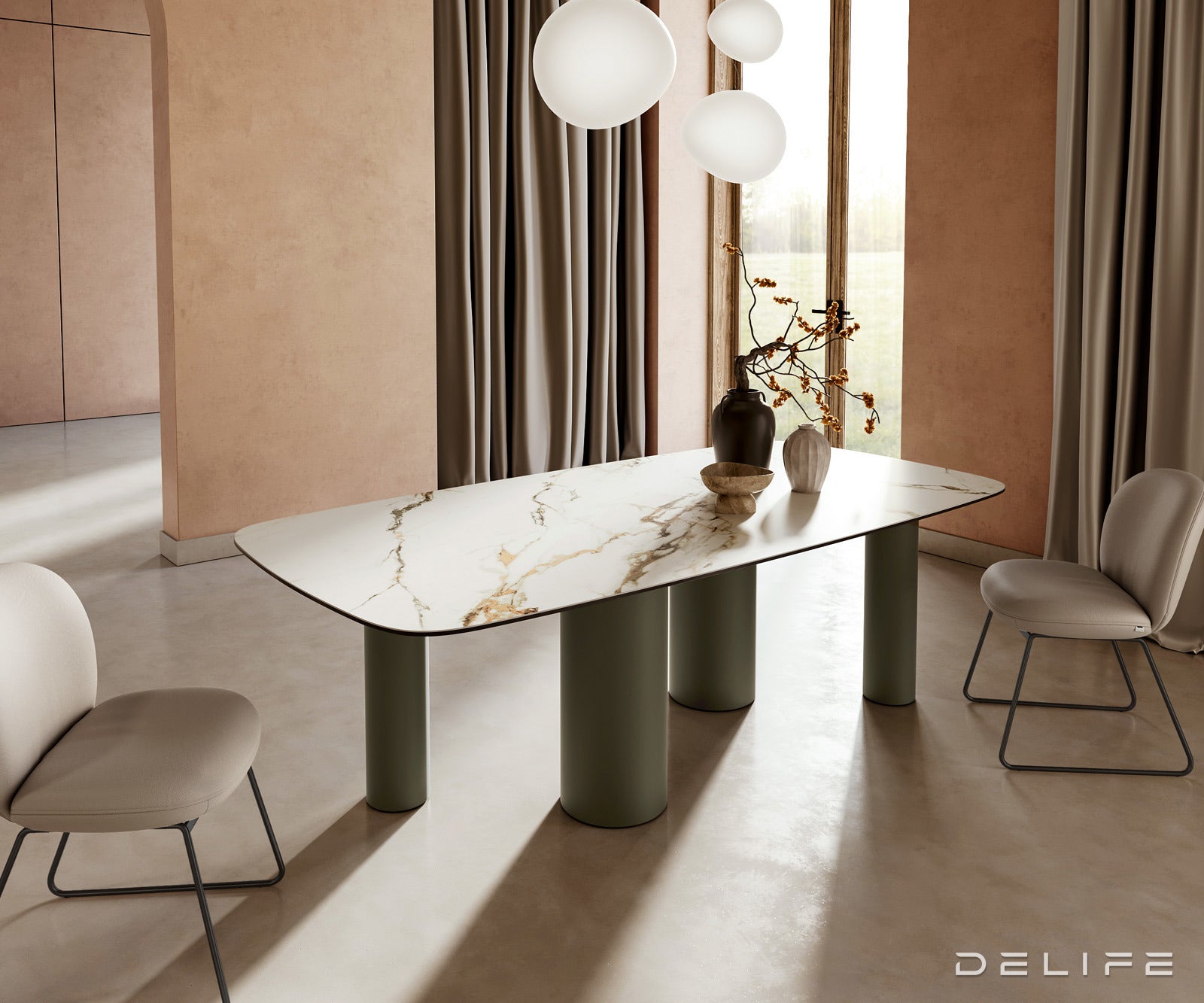 Blagovaonski stol Edge 240x120cm, Materijal: Keramika Calacatta Luxe