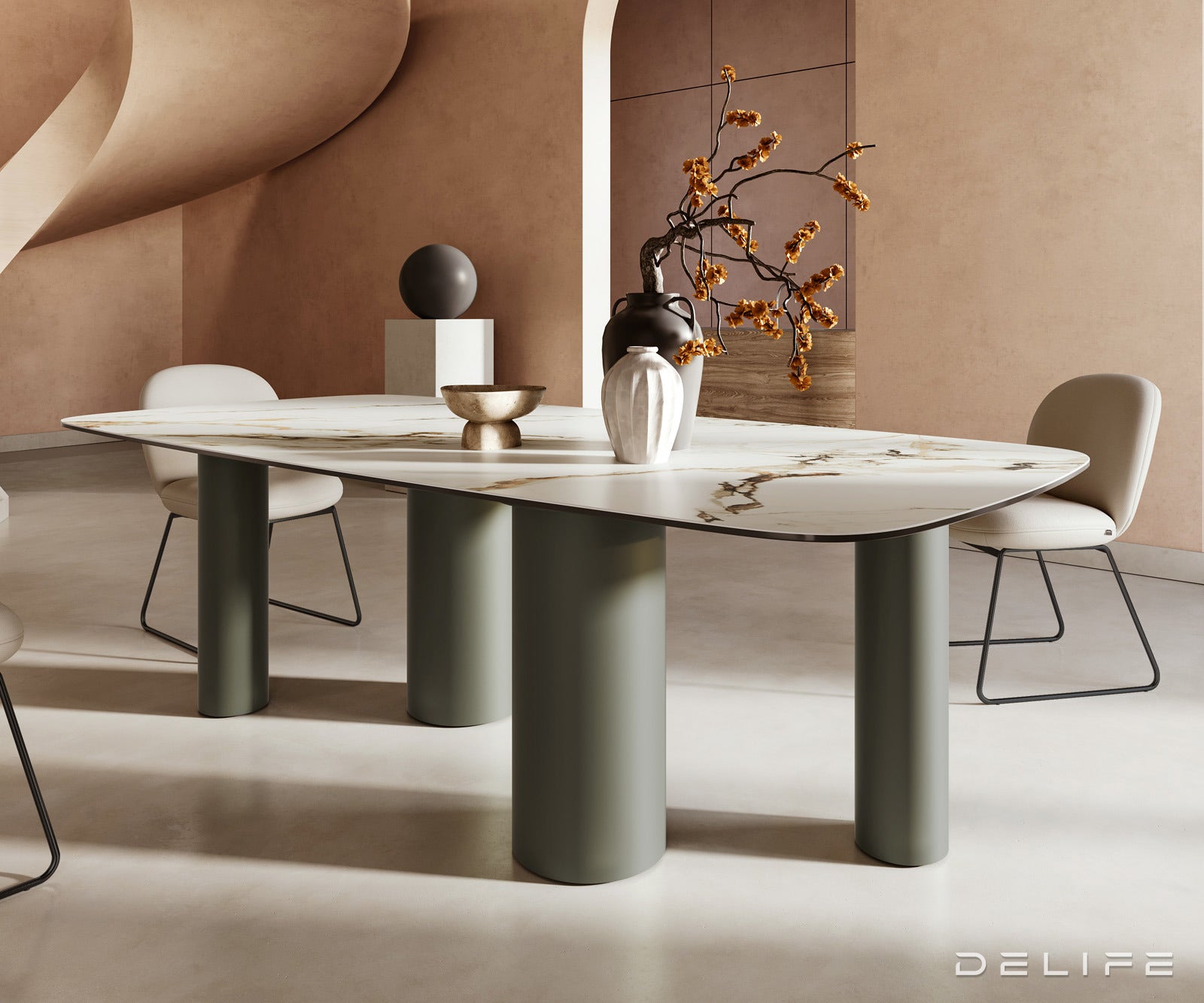 Blagovaonski stol Edge 240x120cm, Materijal: Keramika Calacatta Luxe