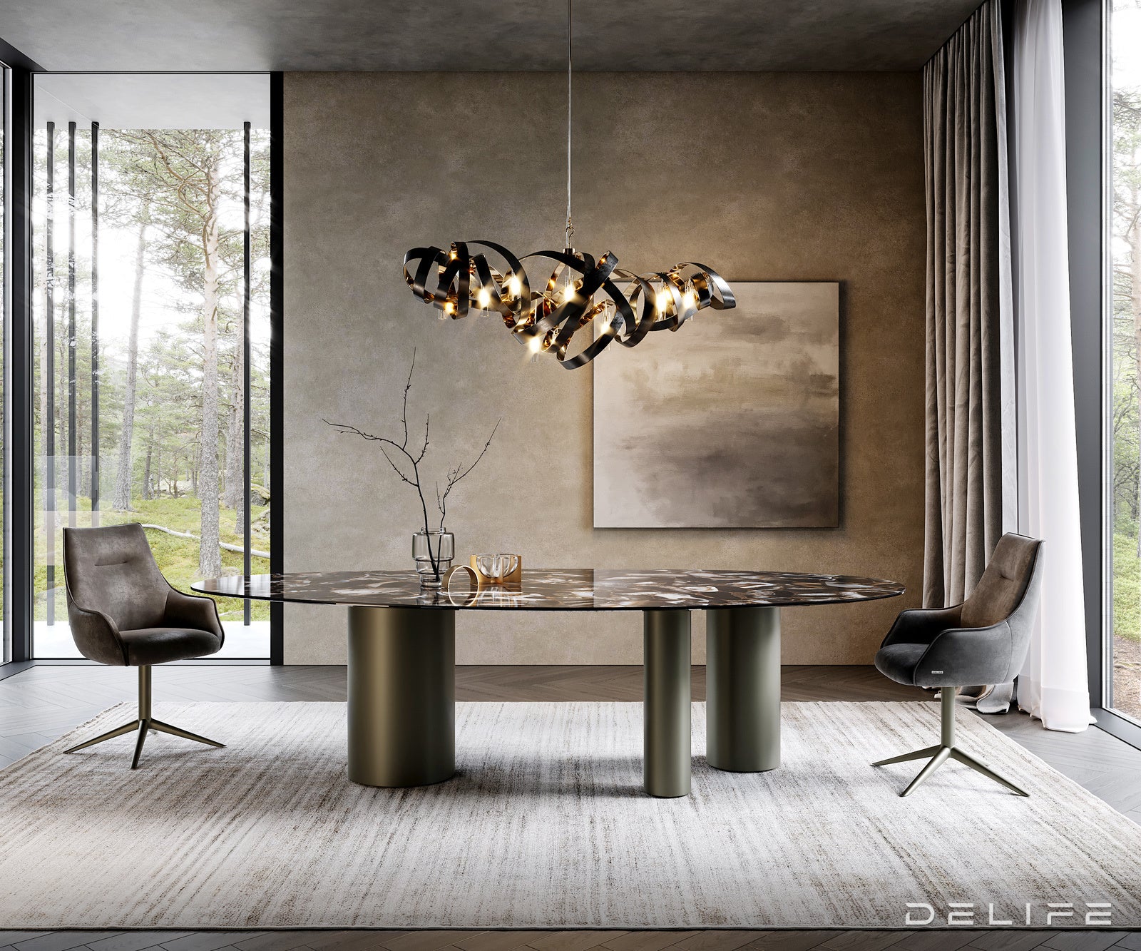 Blagovaonski stol Edge 280x130cm, Materijal: Keramika na staklu