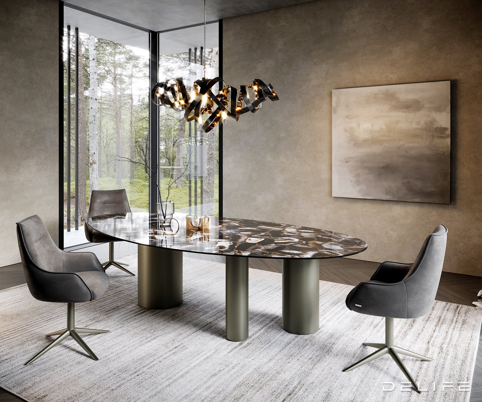 Blagovaonski stol Edge 280x130cm, Materijal: Keramika na staklu