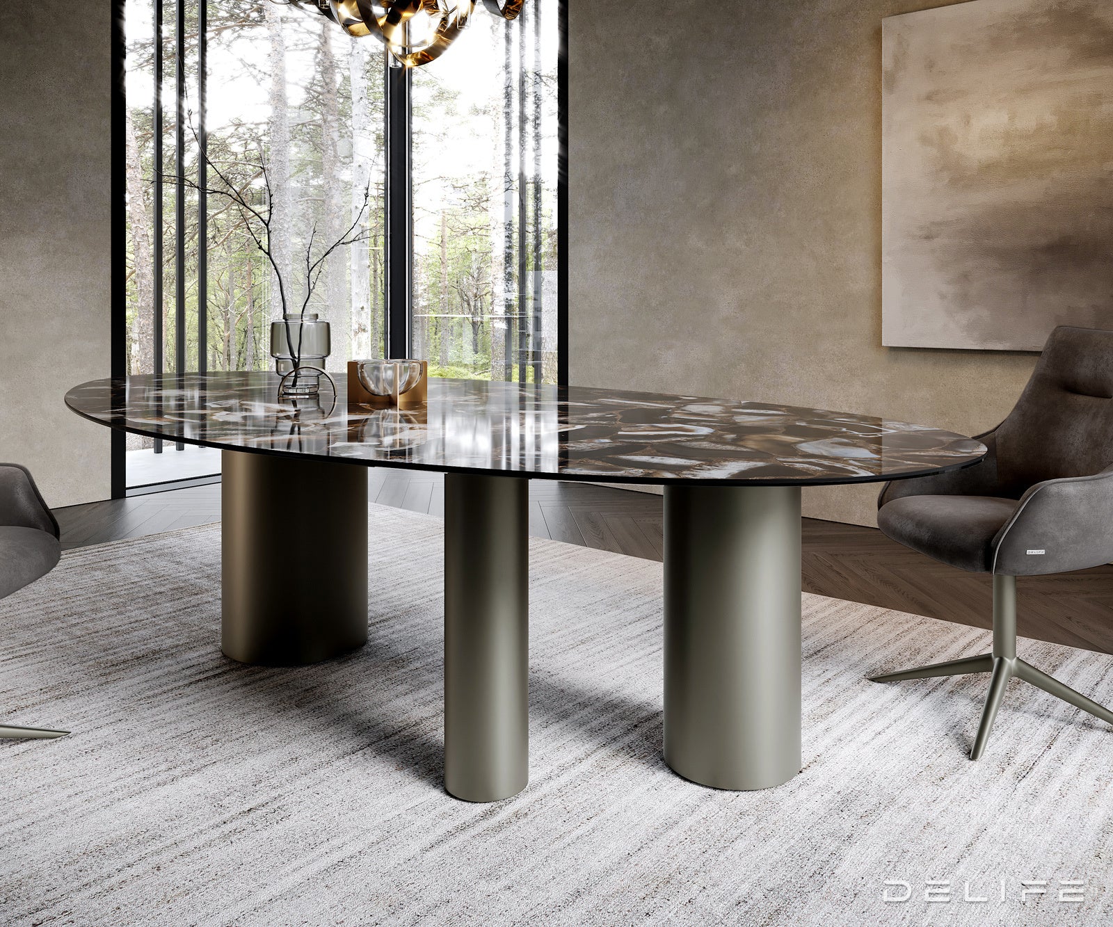 Blagovaonski stol Edge 280x130cm, Materijal: Keramika na staklu