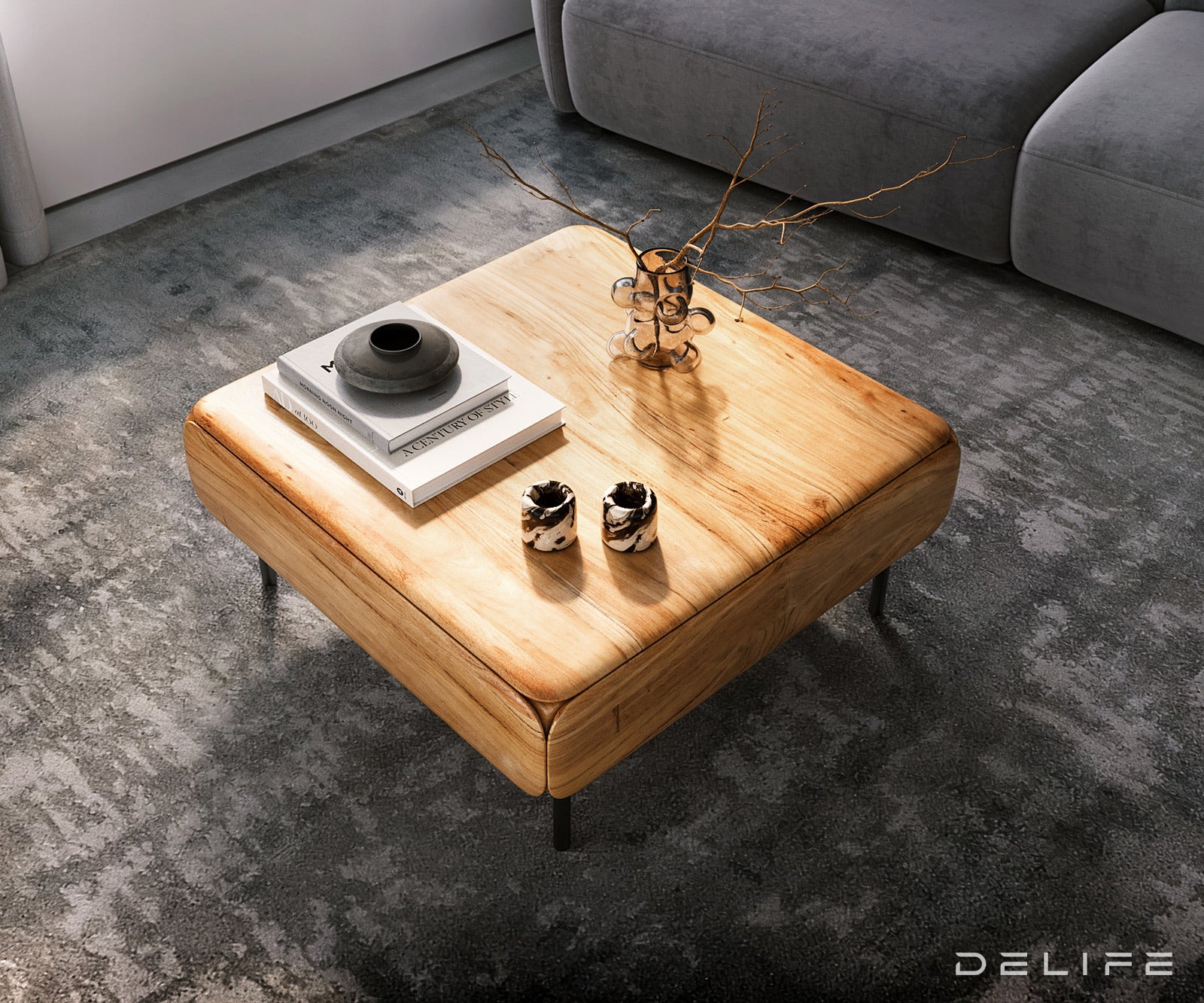 Klub stolić Shavani 90x90cm, Materijal: Bagrem