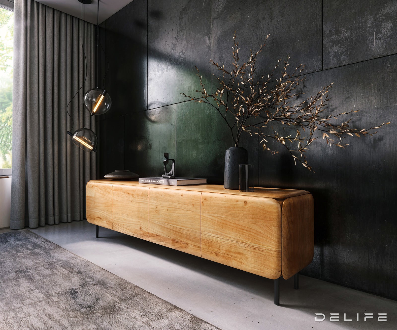 TV komoda Shavani 200x40cm, Materijal: Bagrem