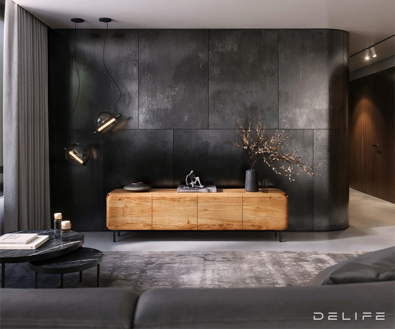 TV komoda Shavani 200x40cm, Materijal: Bagrem