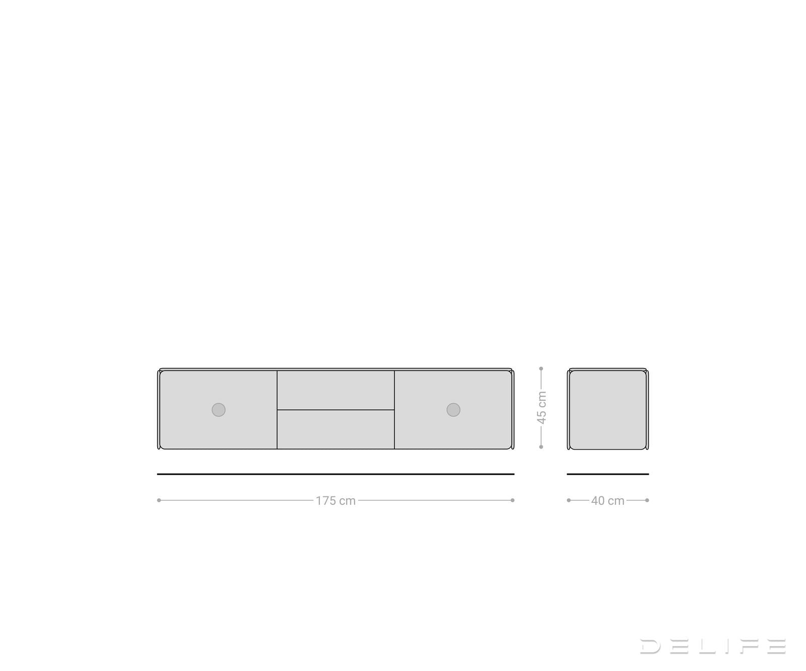 Viseća TV komoda Shavani 175x40cm, Materijal: Bagrem