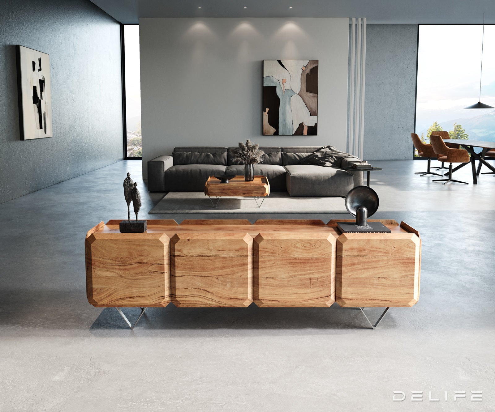 Komoda Kiano 200x40cm, Materijal: Bagrem