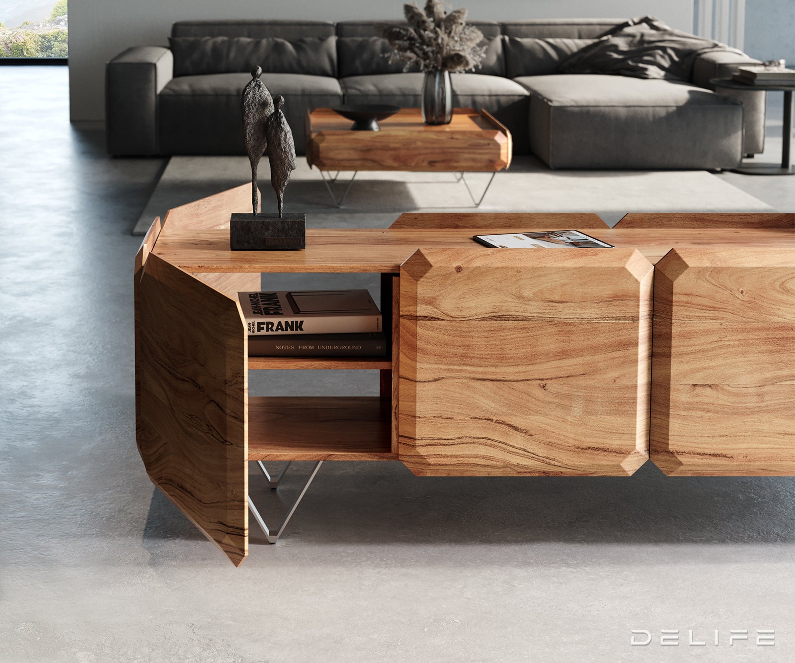 Komoda Kiano 200x40cm, Materijal: Bagrem