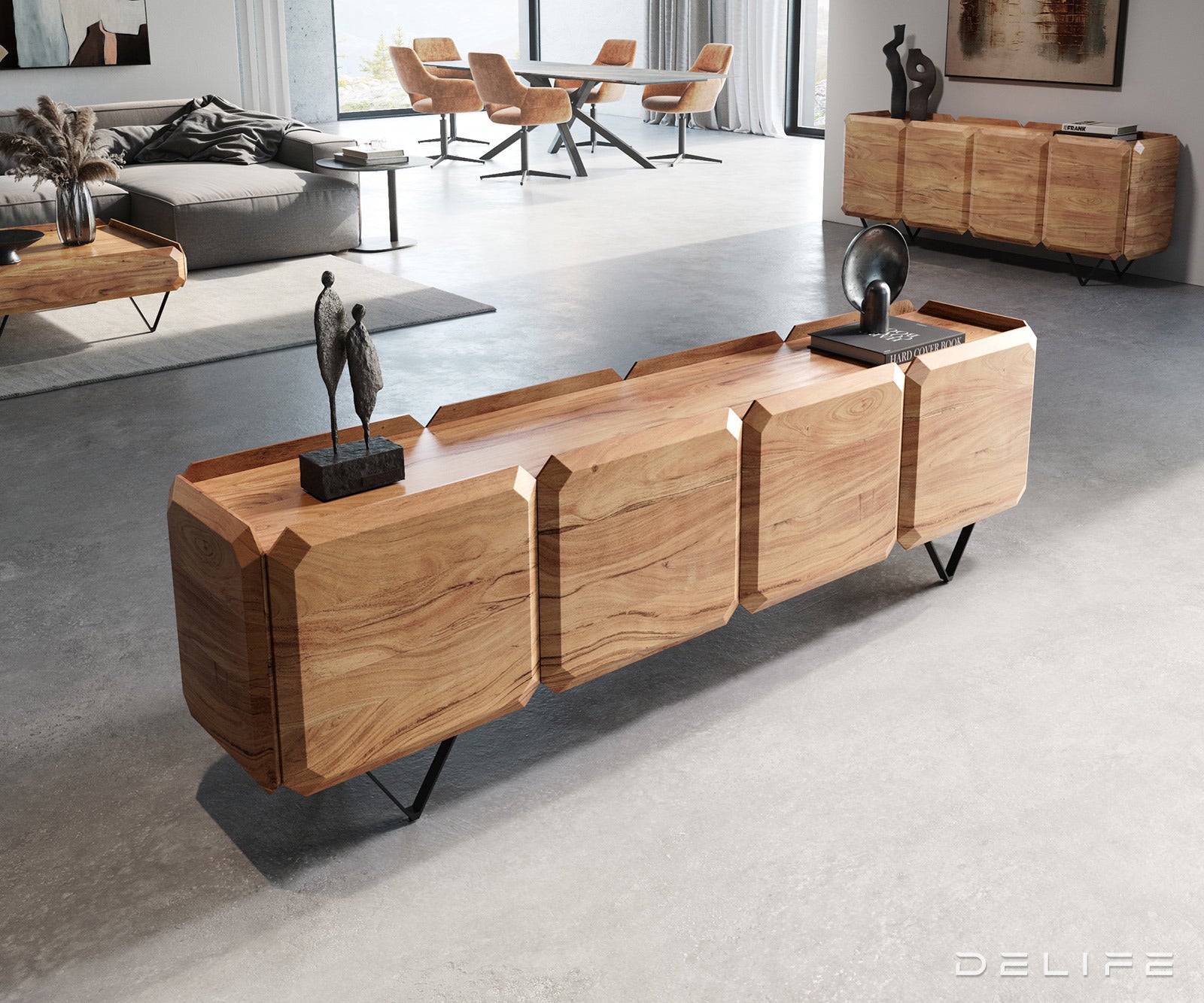 Komoda Kiano 200x40cm, Materijal: Bagrem