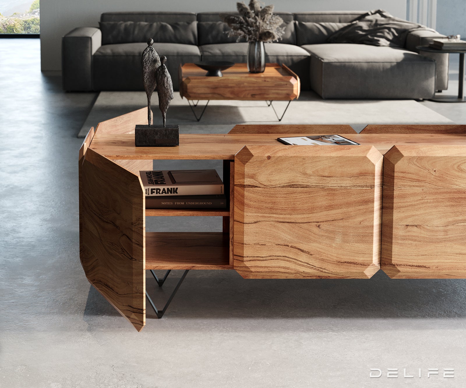 Komoda Kiano 200x40cm, Materijal: Bagrem