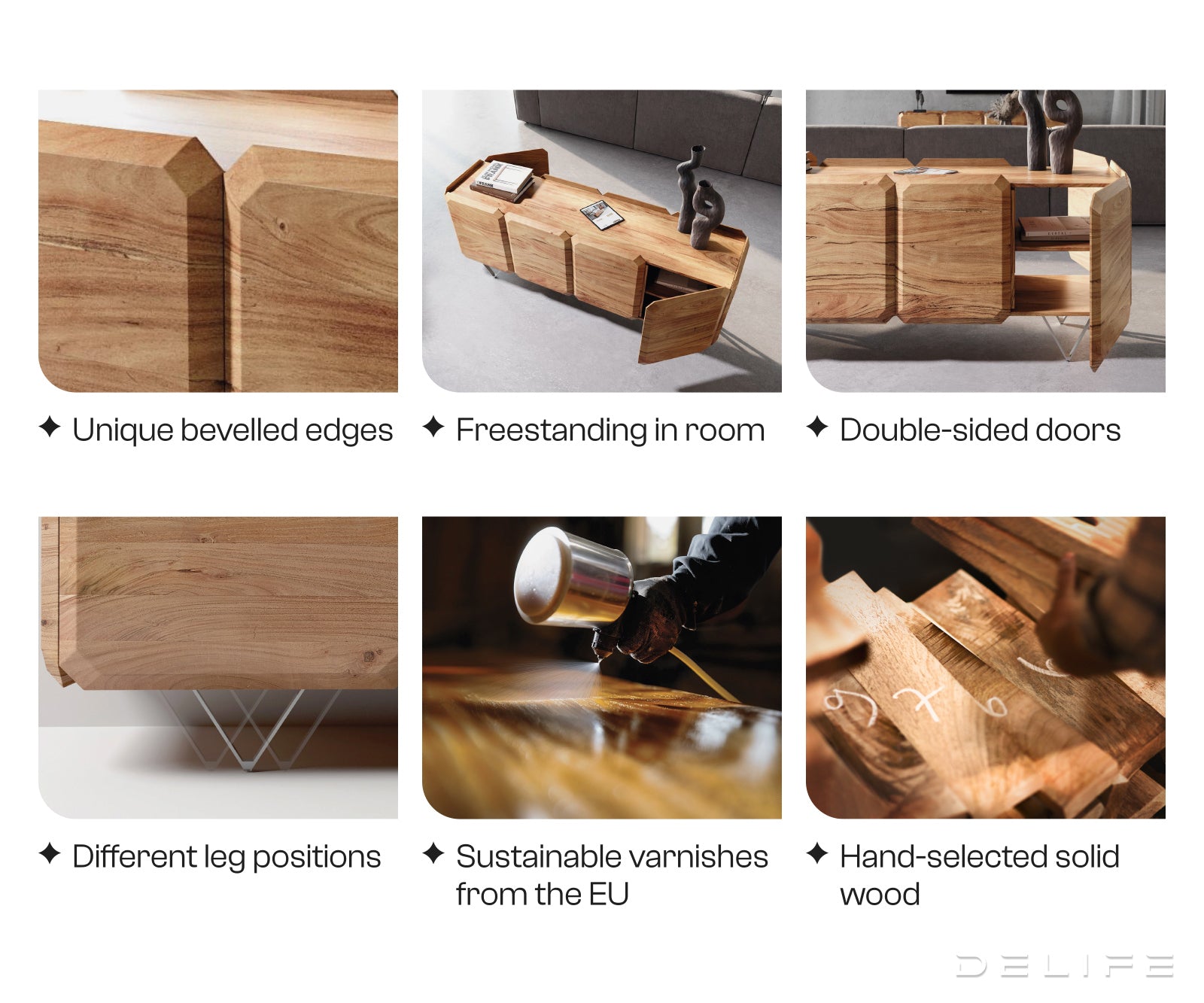 Komoda Kiano 200x40cm, Materijal: Bagrem