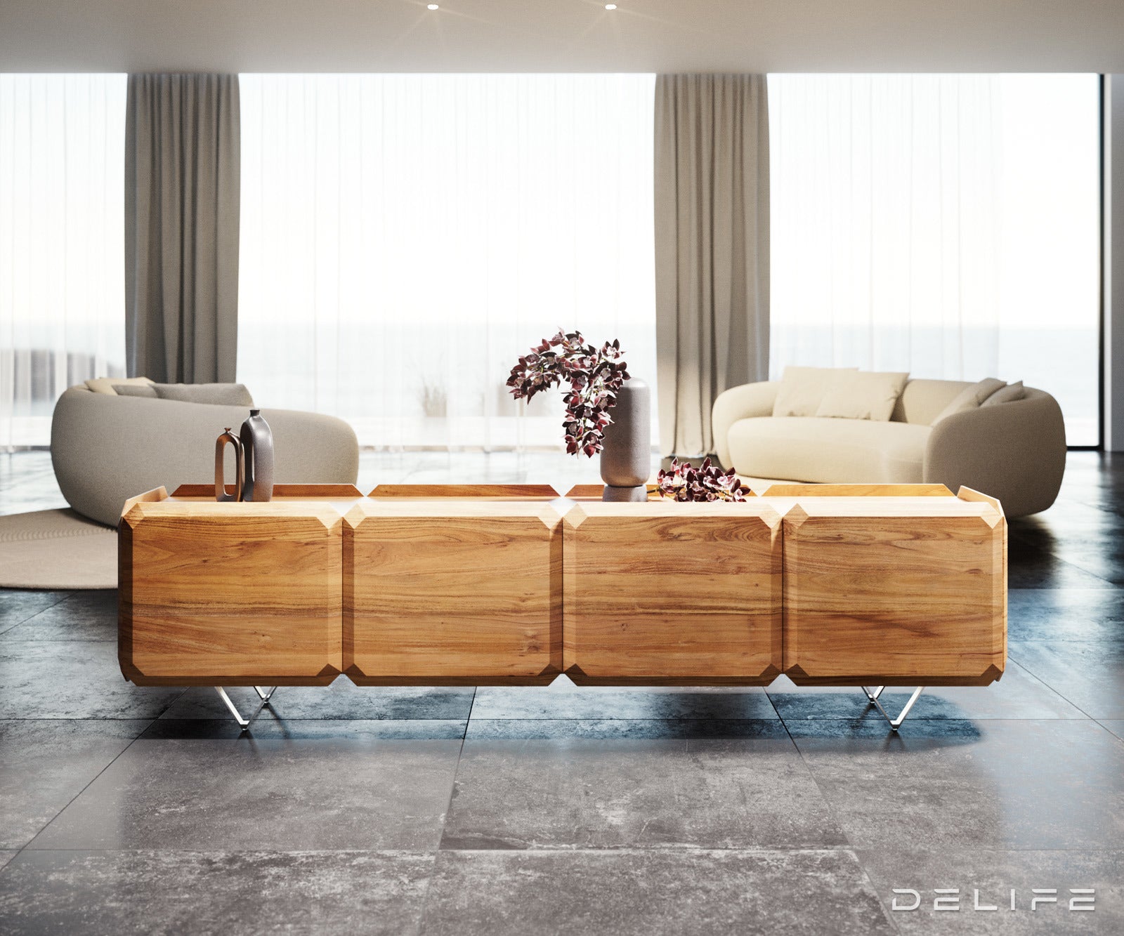 Komoda Kiano 220x40cm, Materijal: Bagrem