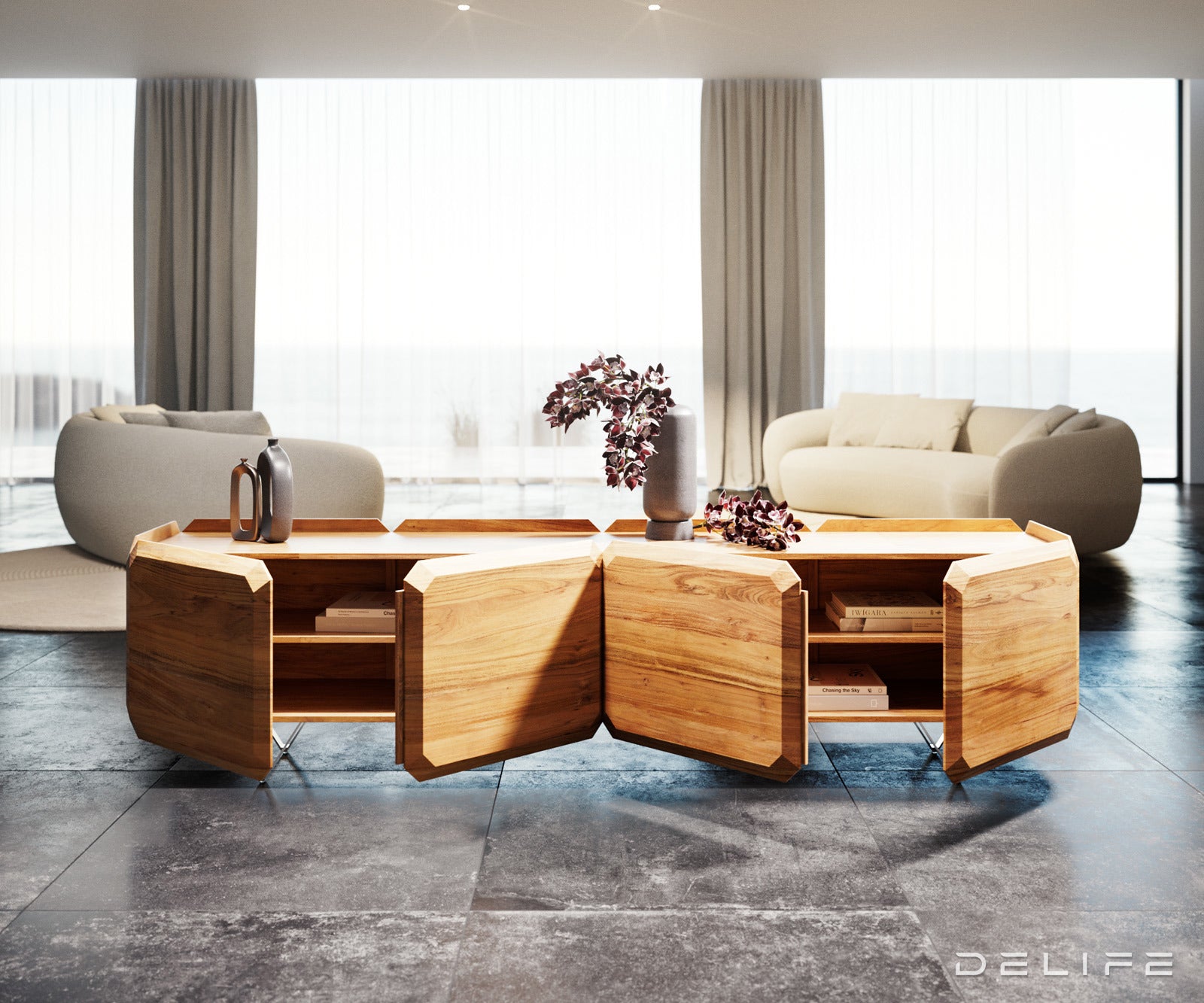 Komoda Kiano 220x40cm, Materijal: Bagrem