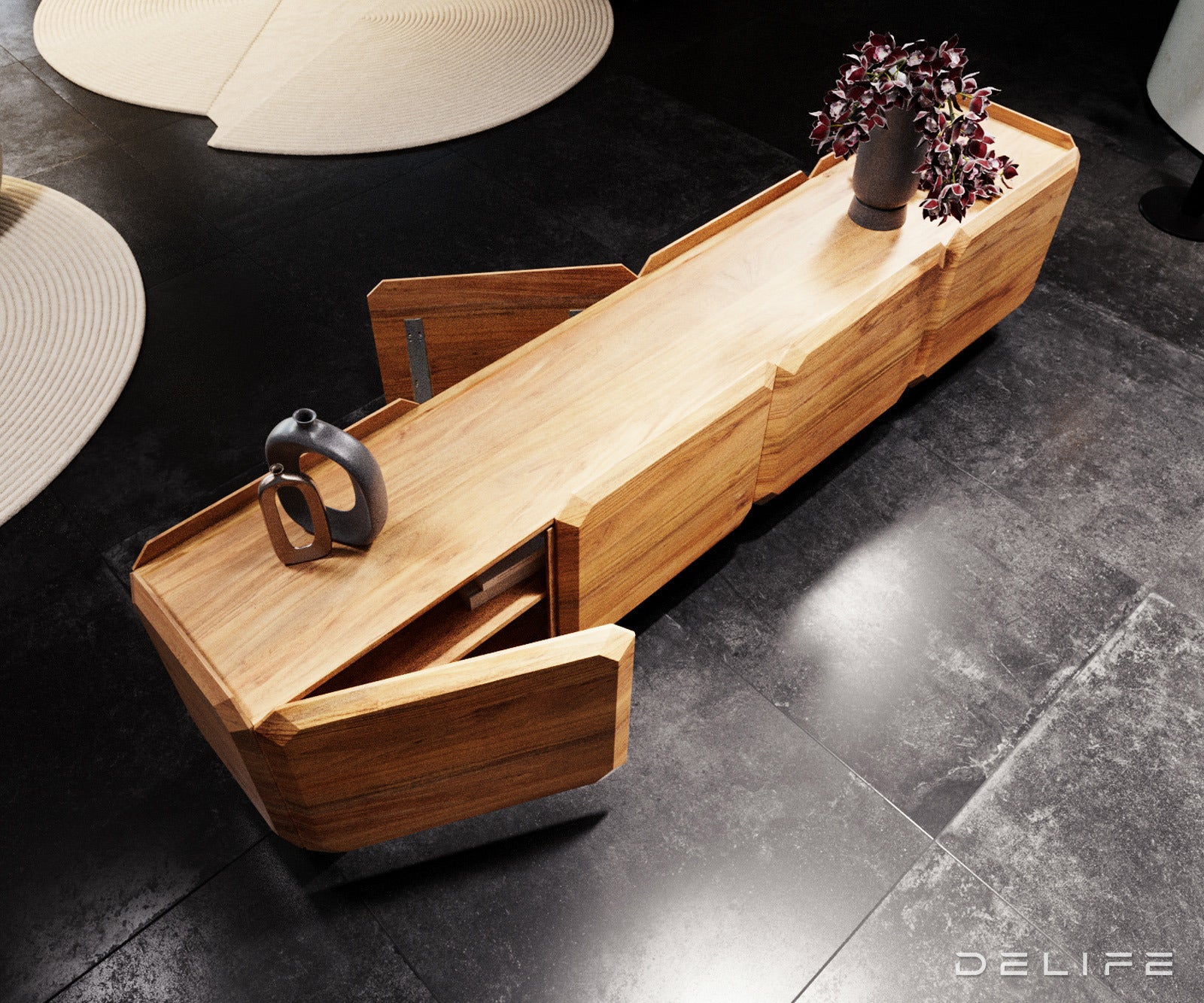 Komoda Kiano 220x40cm, Materijal: Bagrem