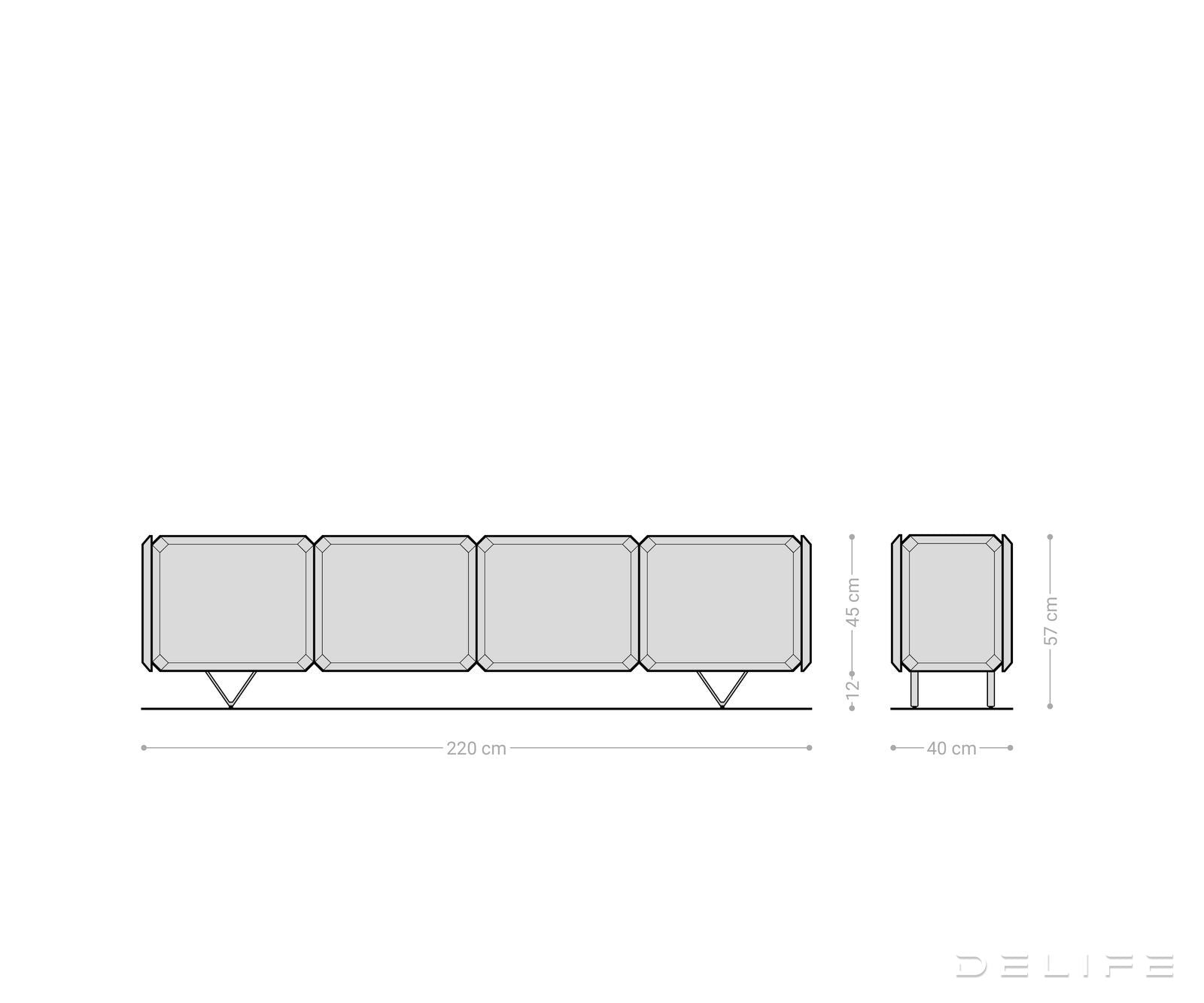 Komoda Kiano 220x40cm, Materijal: Bagrem