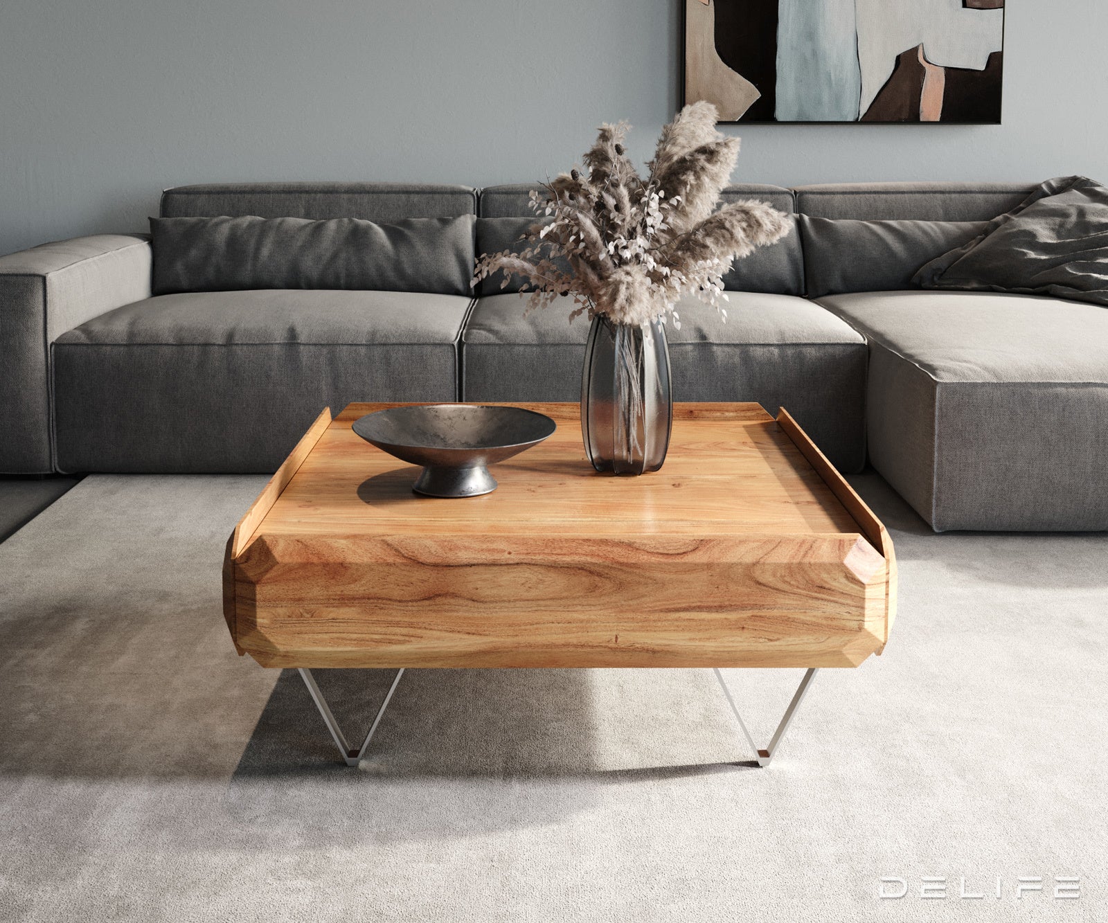 Klub stolić Kiano 90x90cm, Materijal: Bagrem