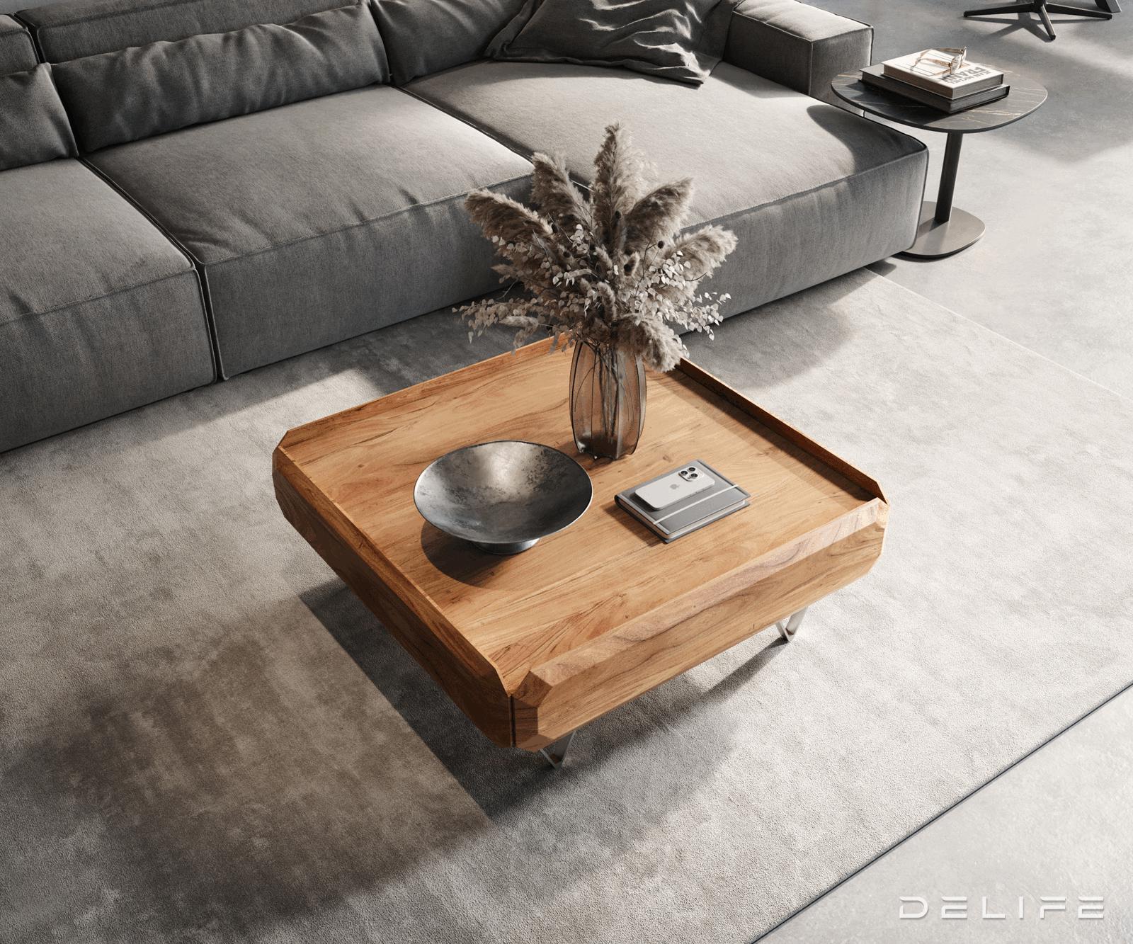 Klub stolić Kiano 90x90cm, Materijal: Bagrem