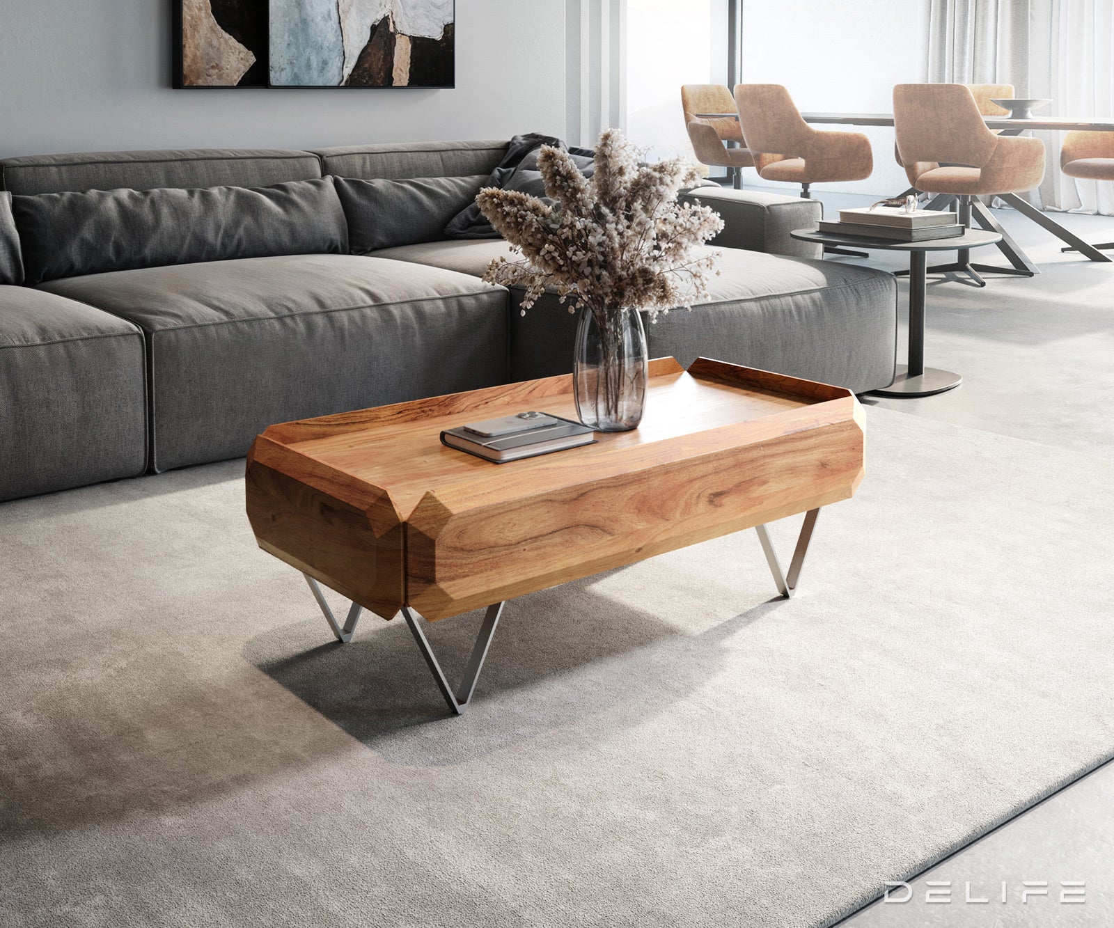 Klub stolić Kiano 100x50cm, Materijal: Bagrem