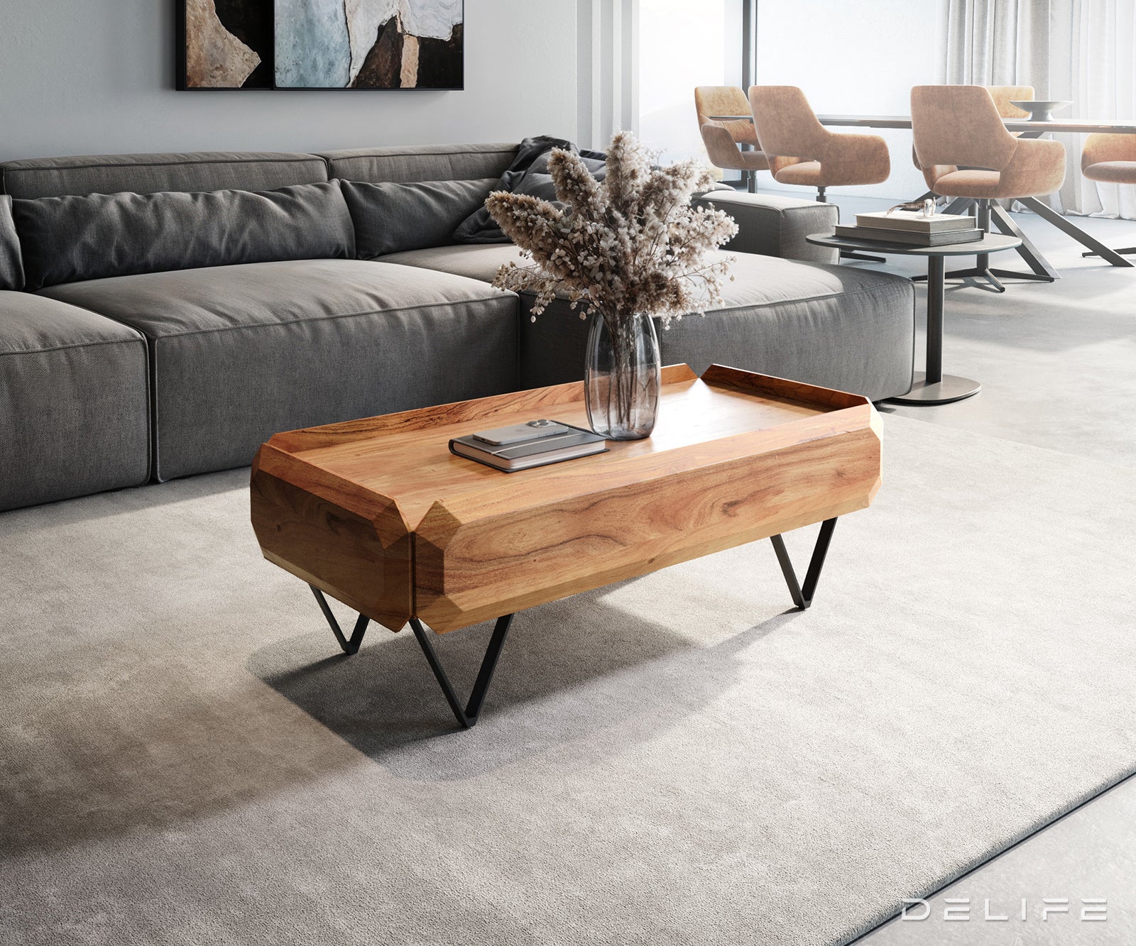 Klub stolić Kiano 100x50cm, Materijal: Bagrem