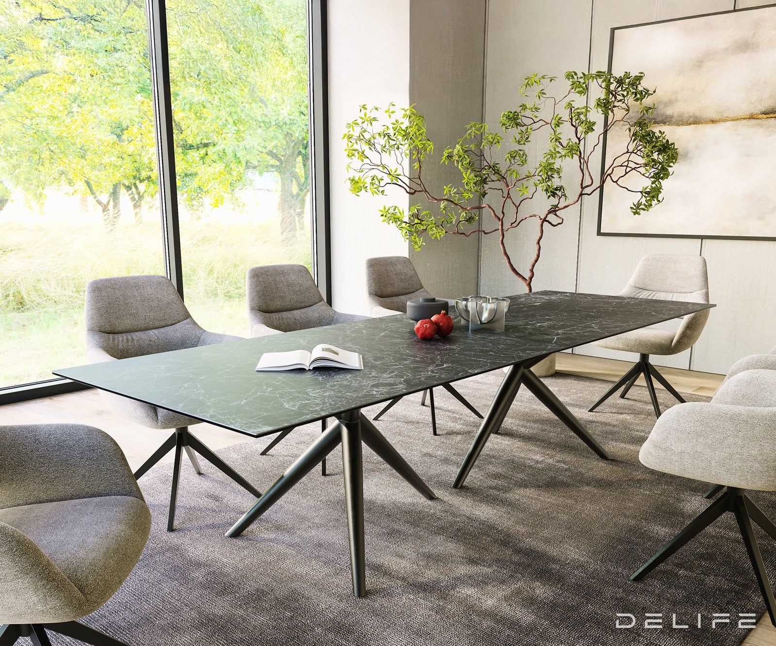 Blagovaonski stol Edge 300x100cm, Materijal: Keramika Laminam Nero Greco