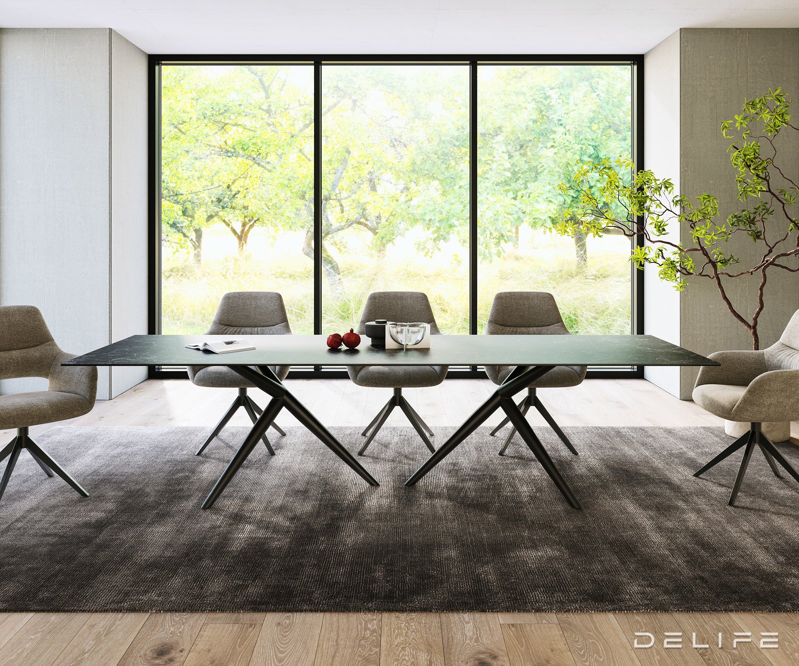 Blagovaonski stol Edge 300x100cm, Materijal: Keramika Laminam Nero Greco